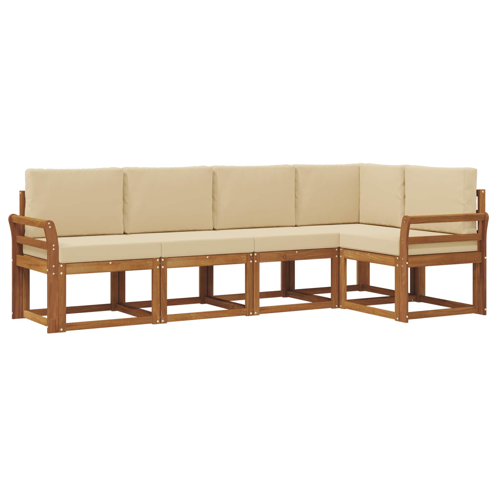 Outdoor-Sofagarnitur mit Kissen 5 pcs Natur und Beige