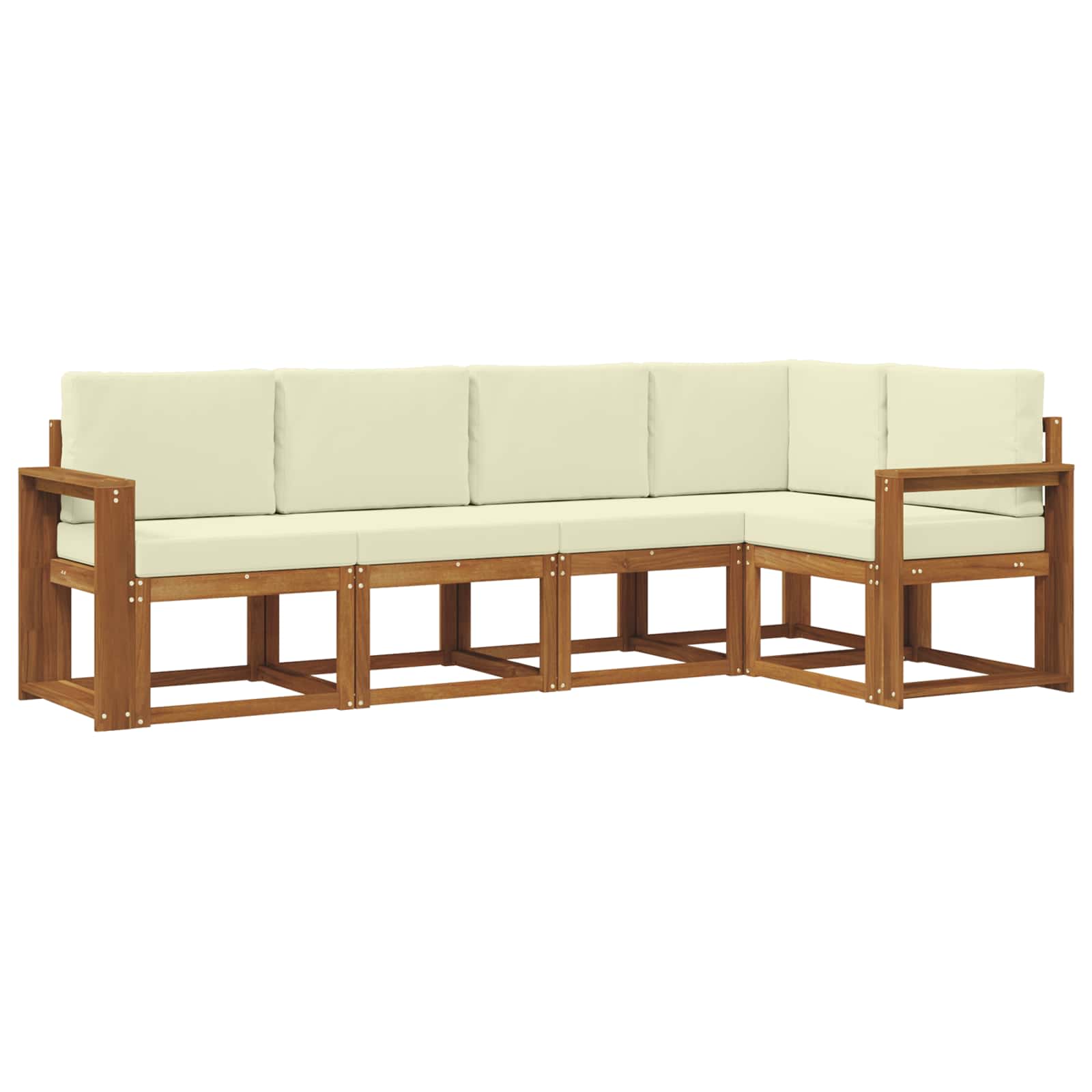 Outdoor-Sofagarnitur mit Kissen 5 pcs Natur und Creme