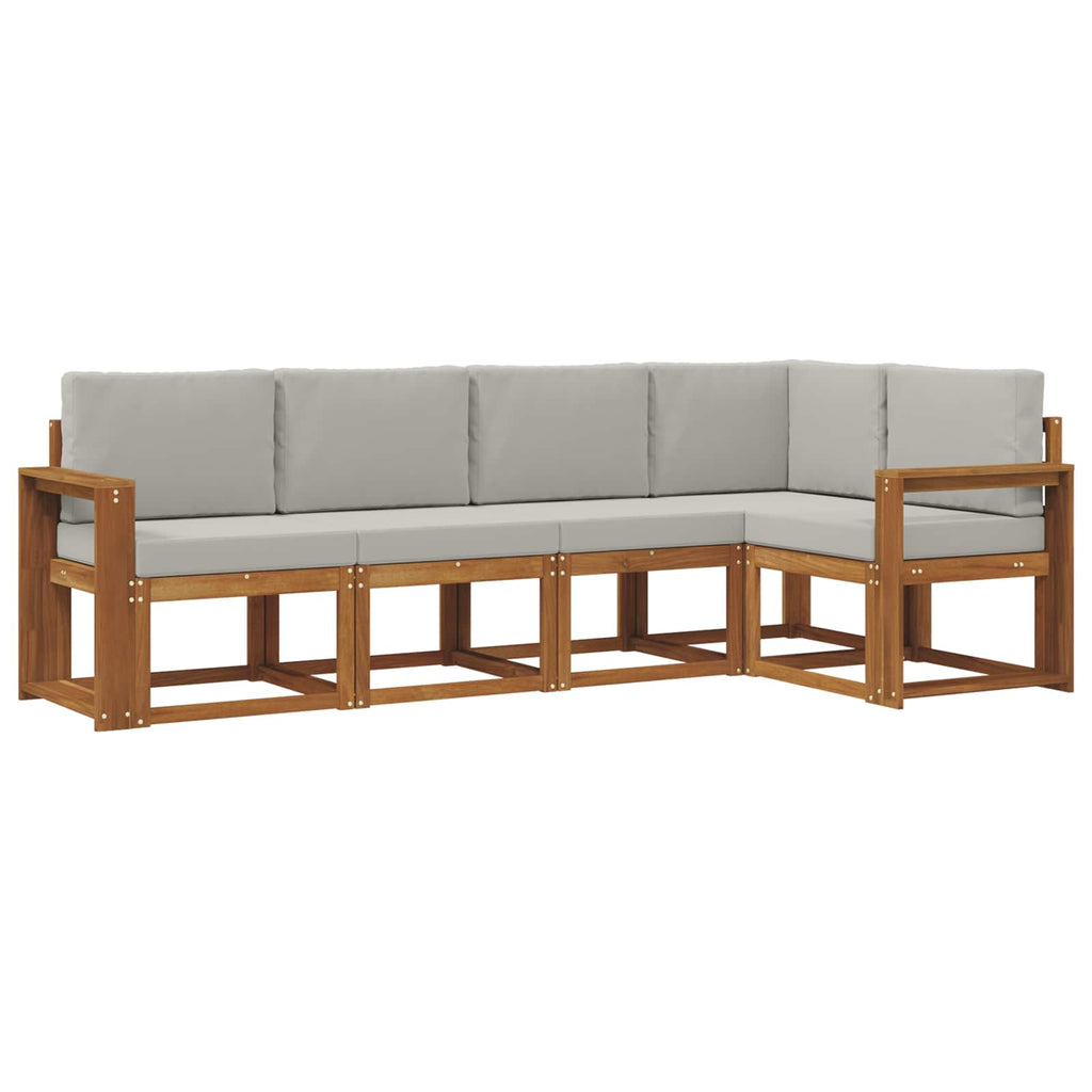 Outdoor-Sofagarnitur mit Kissen 5 pcs Natürlich und Hellgrau
