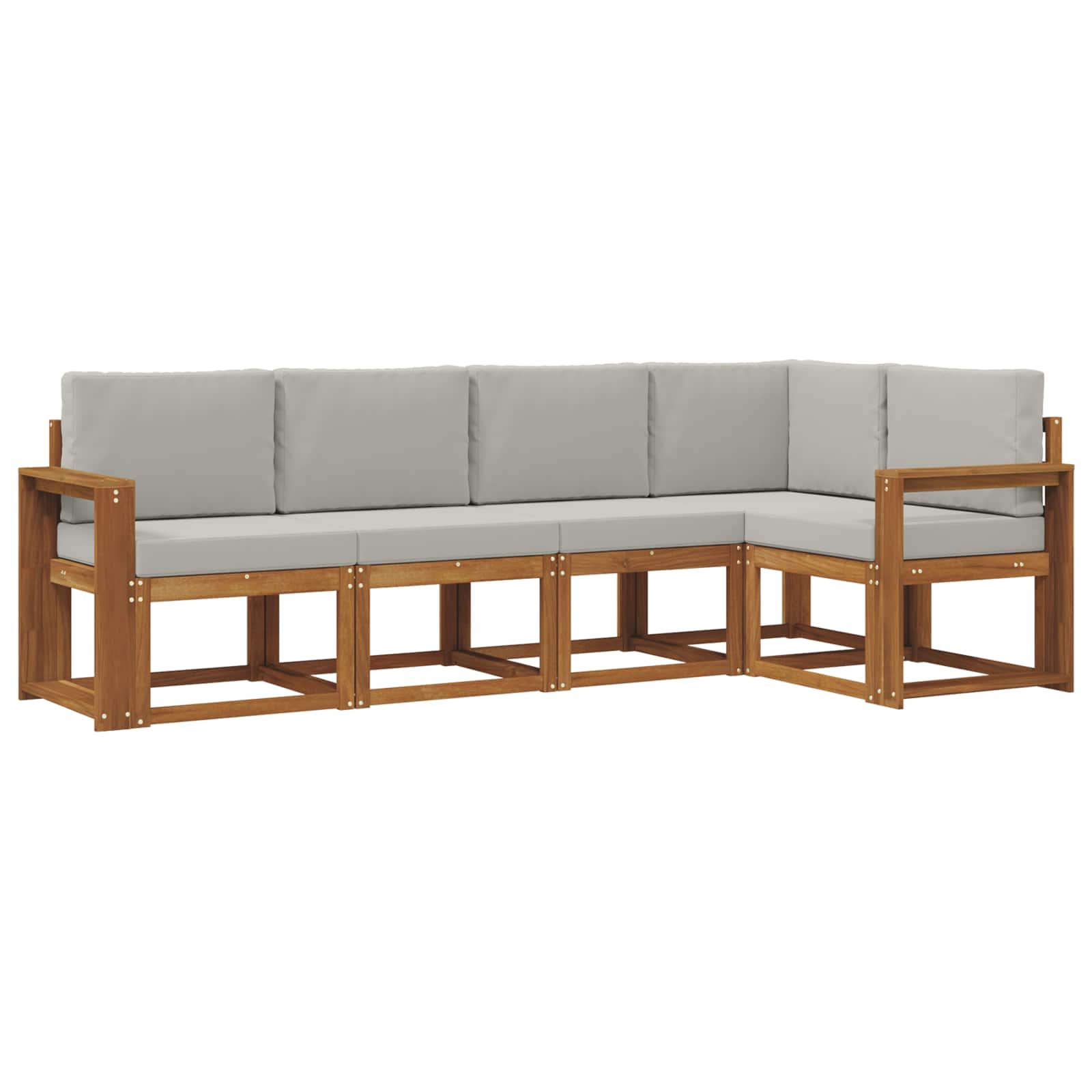 Outdoor-Sofagarnitur mit Kissen 5 pcs Natürlich und Hellgrau
