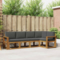 Outdoor-Sofagarnitur mit Kissen 5 pcs Natur und Anthrazit
