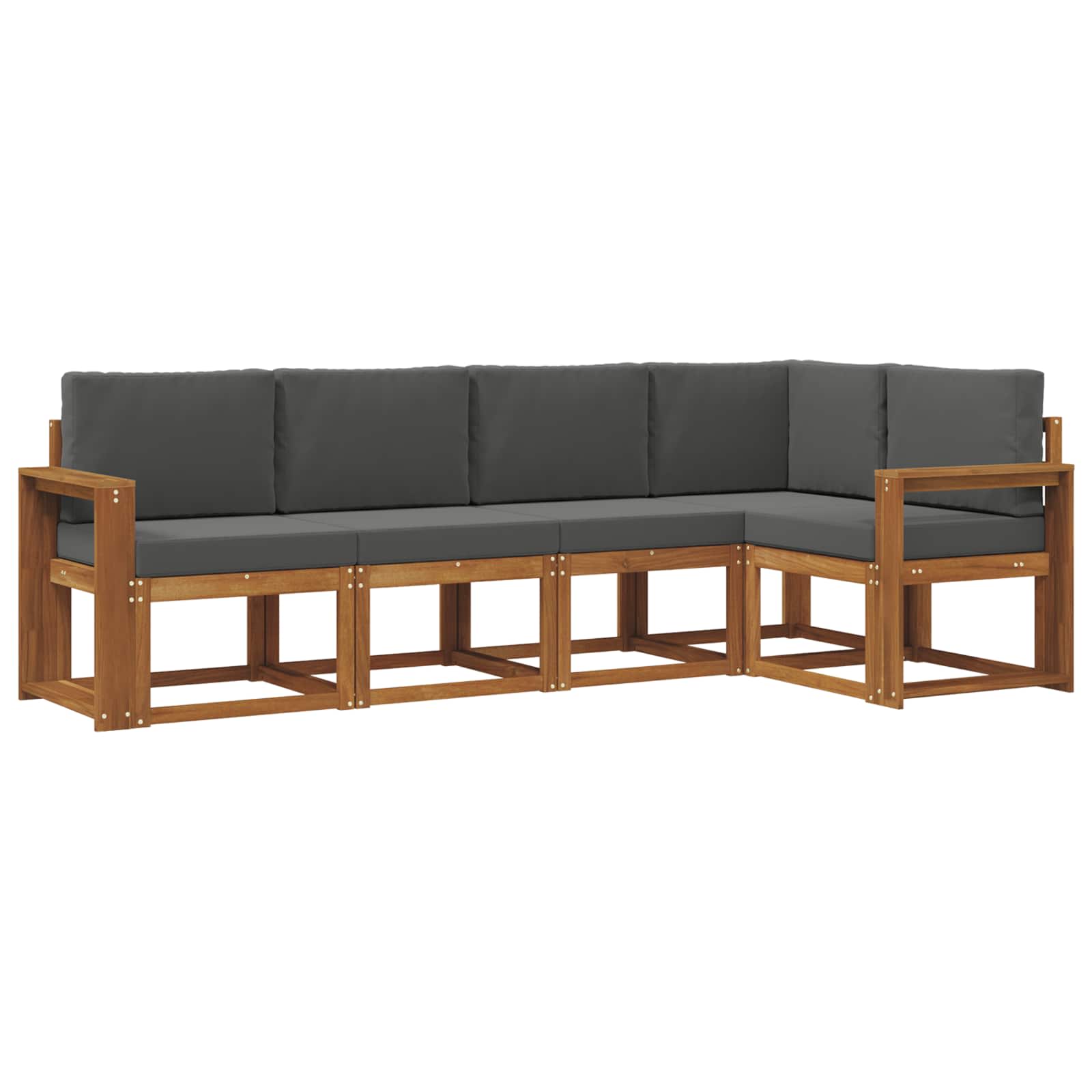 Outdoor-Sofagarnitur mit Kissen 5 pcs Natur und Anthrazit
