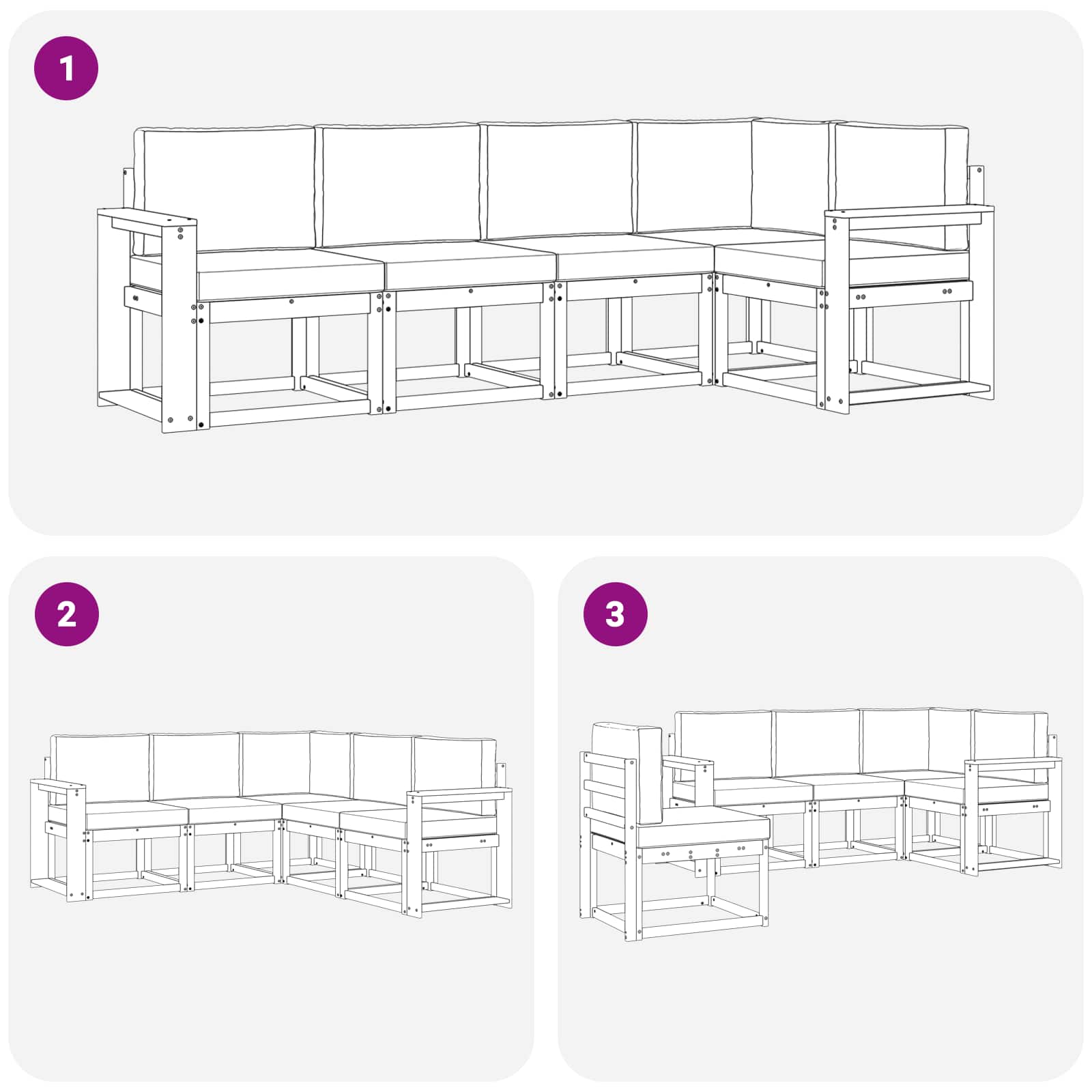 Outdoor-Sofagarnitur mit Kissen 5 pcs Natur und Anthrazit
