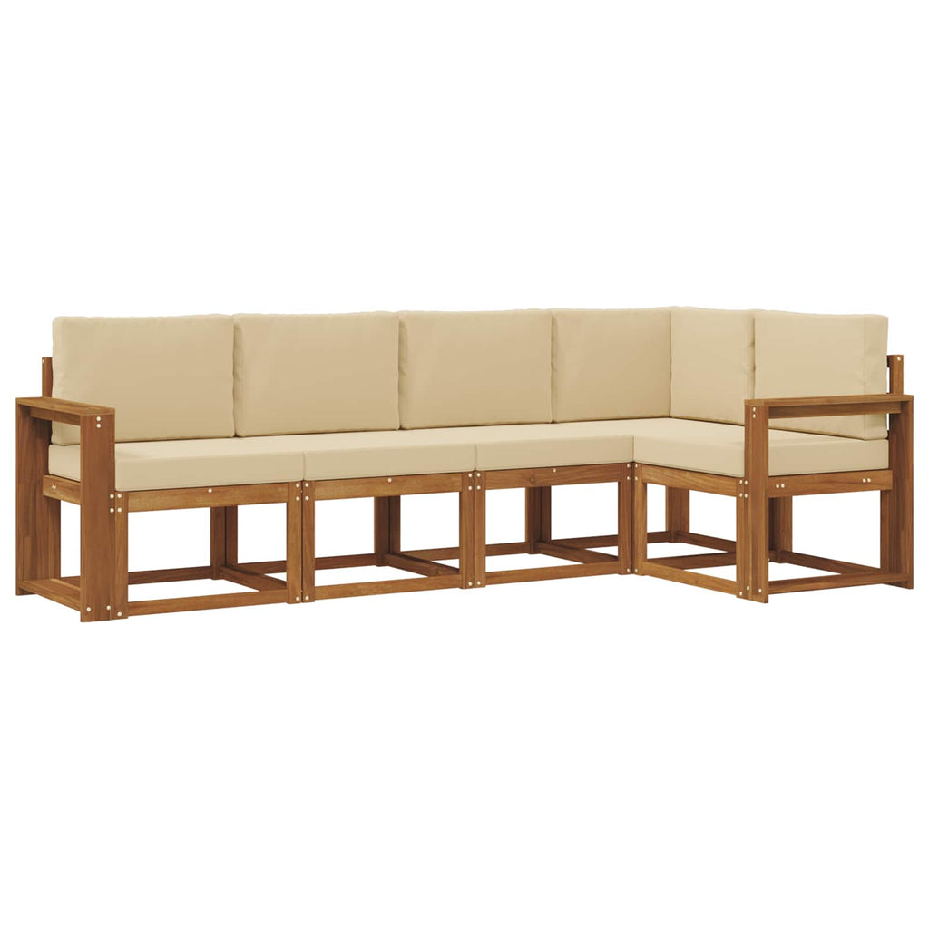 Outdoor-Sofagarnitur mit Kissen 5 pcs Natur und Beige