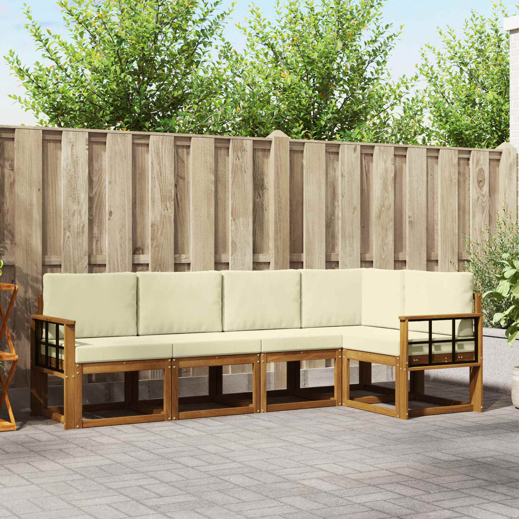 Outdoor-Sofagarnitur mit Kissen 5 pcs Natur und Creme