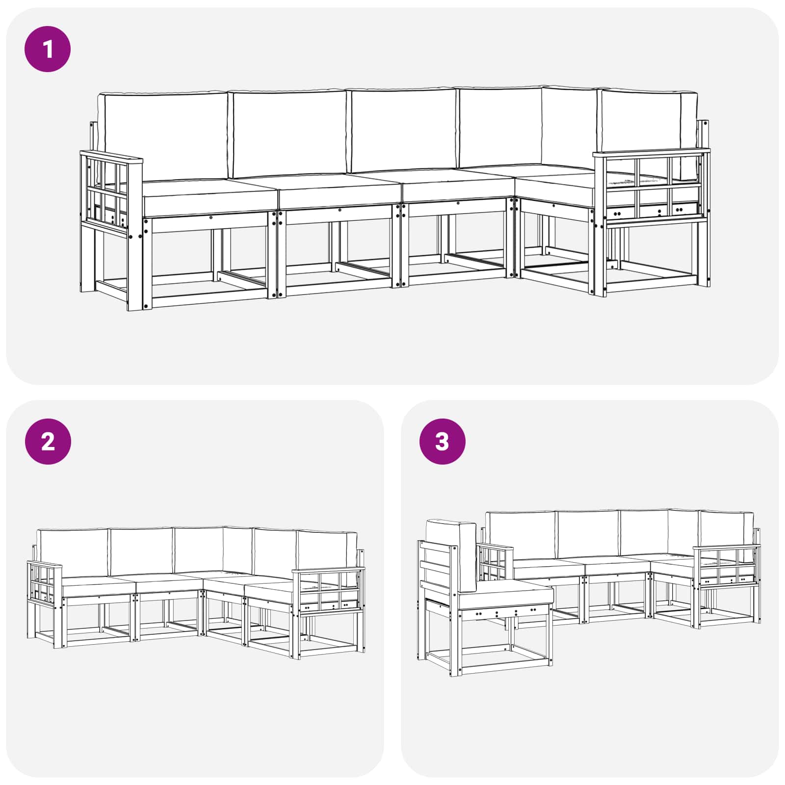 Outdoor-Sofagarnitur mit Kissen 5 pcs Natur und Creme