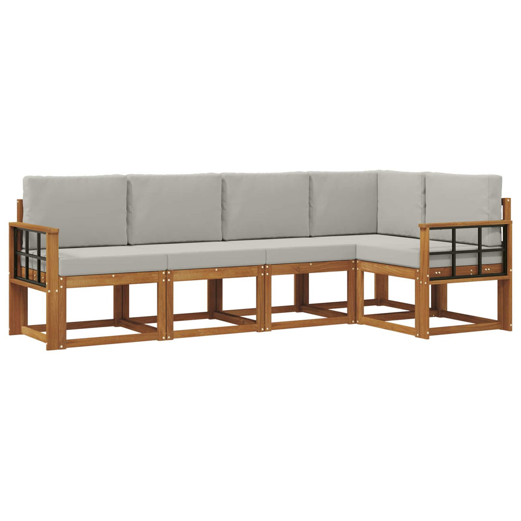Outdoor-Sofagarnitur mit Kissen 5 pcs Natürlich und Hellgrau