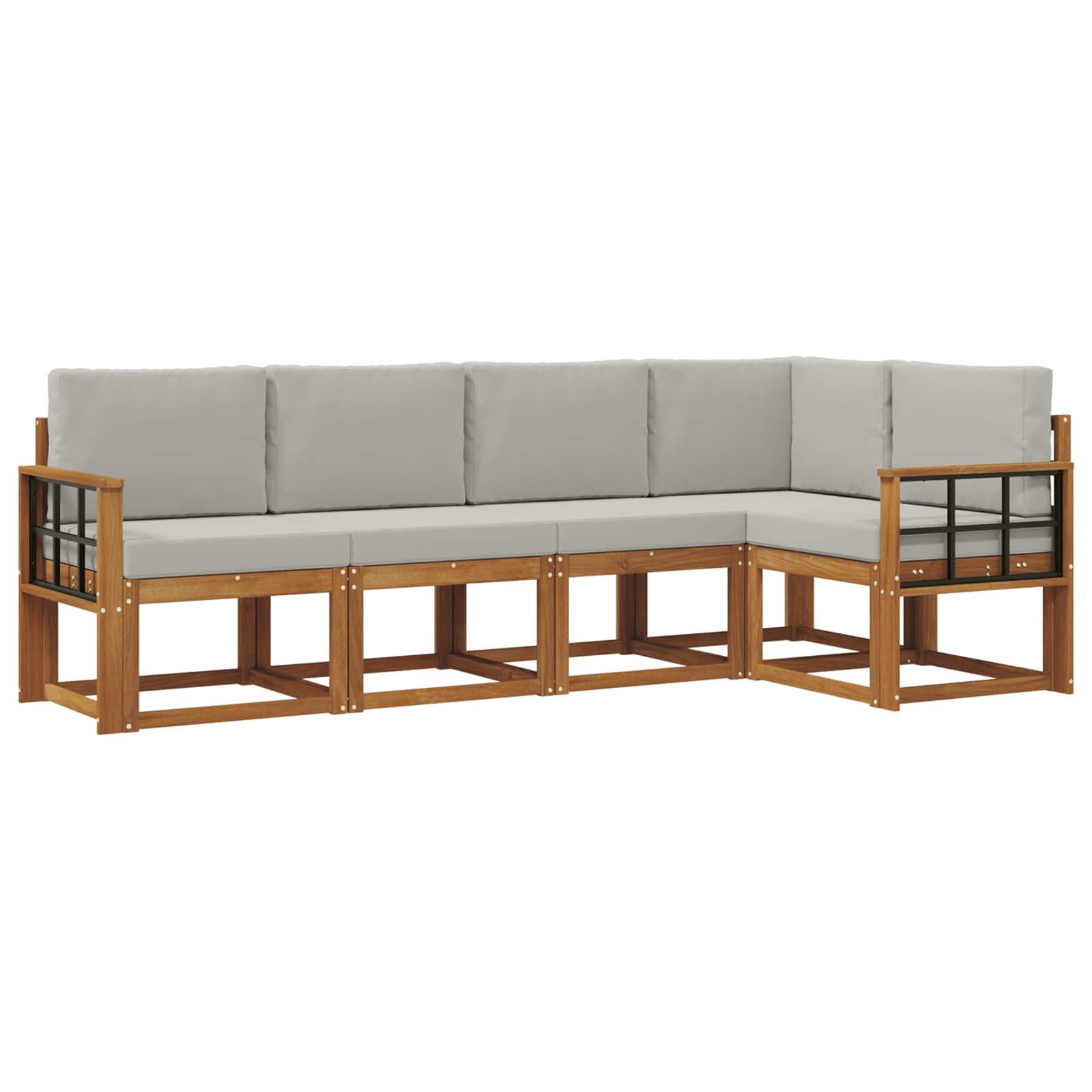 Outdoor-Sofagarnitur mit Kissen 5 pcs Natürlich und Hellgrau
