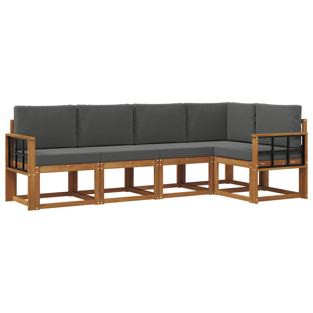 Outdoor-Sofagarnitur mit Kissen 5 pcs Natur und Anthrazit