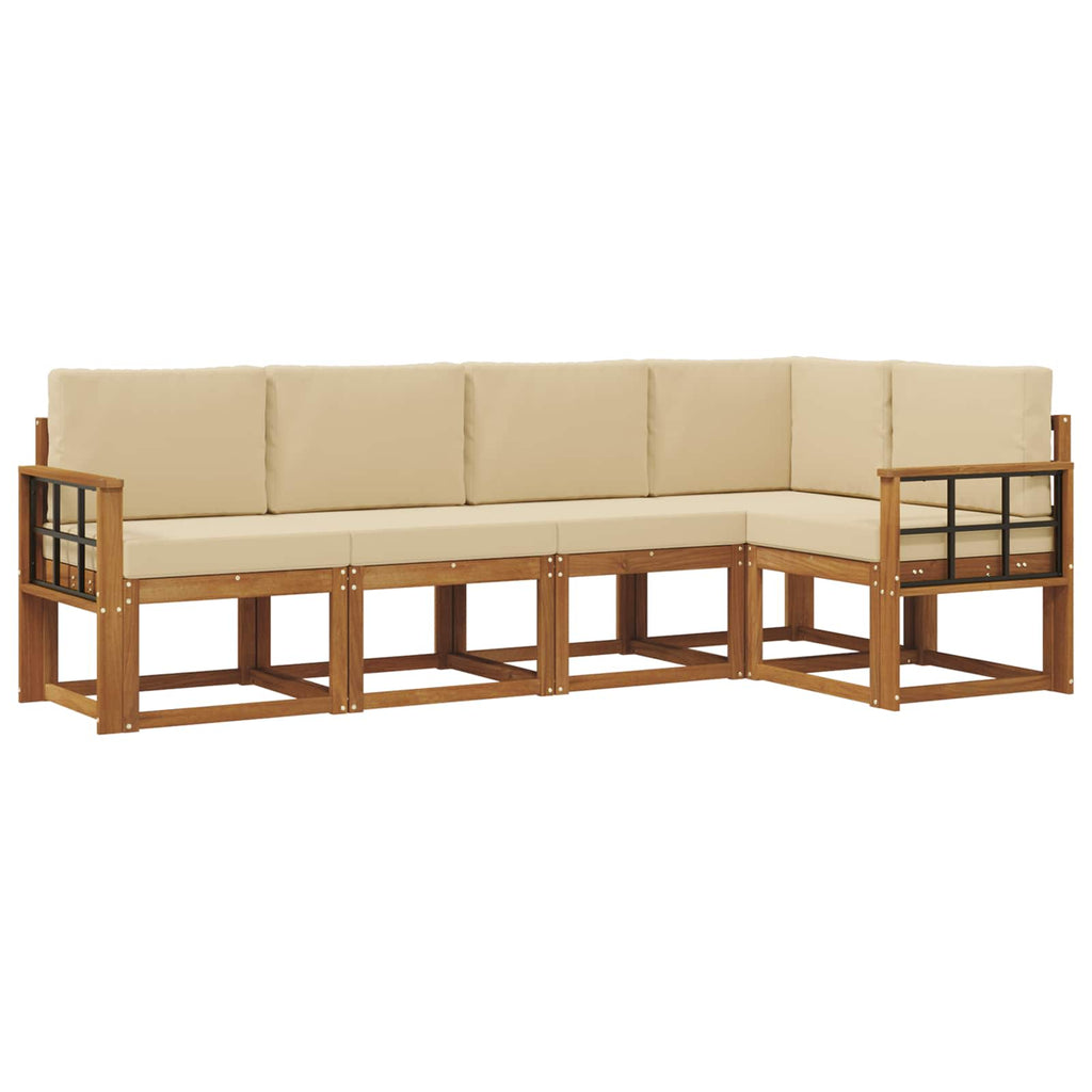 Outdoor-Sofagarnitur mit Kissen 5 pcs Natur und Beige