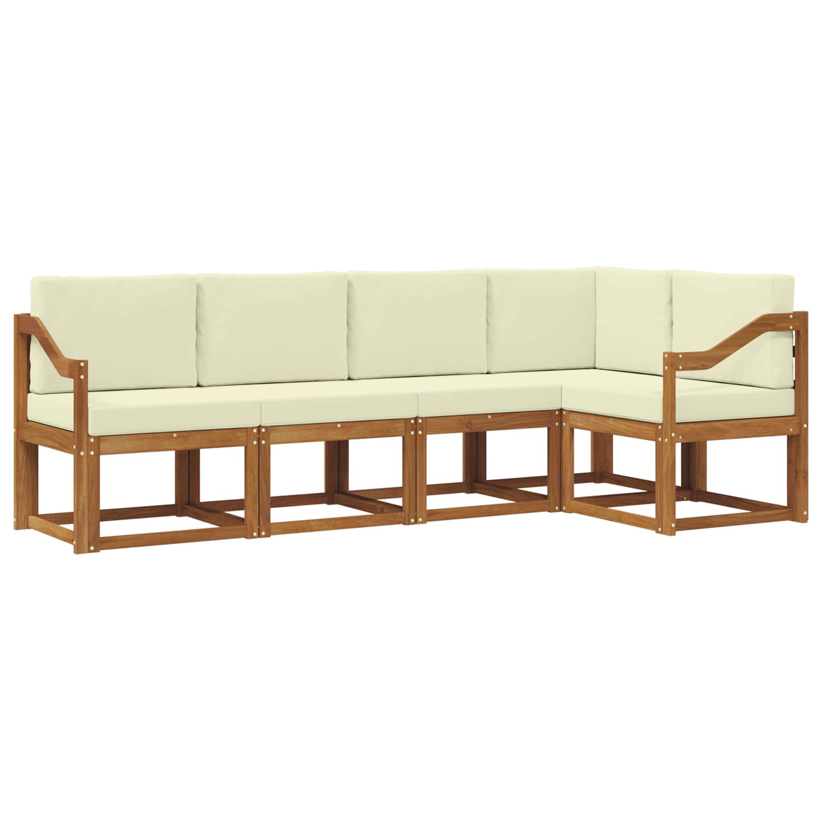 Outdoor-Sofagarnitur mit Kissen 5 pcs Natur und Creme