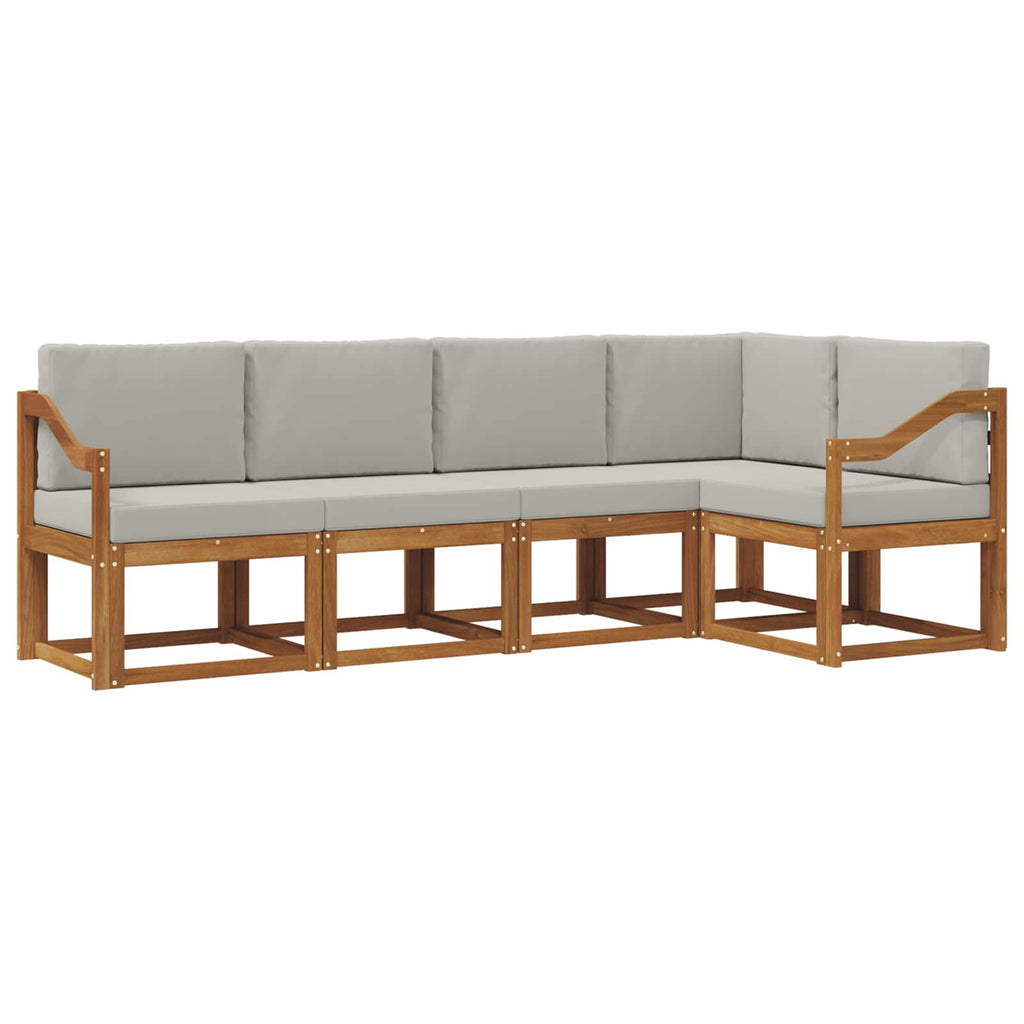 Outdoor-Sofagarnitur mit Kissen 5 pcs Natürlich und Hellgrau