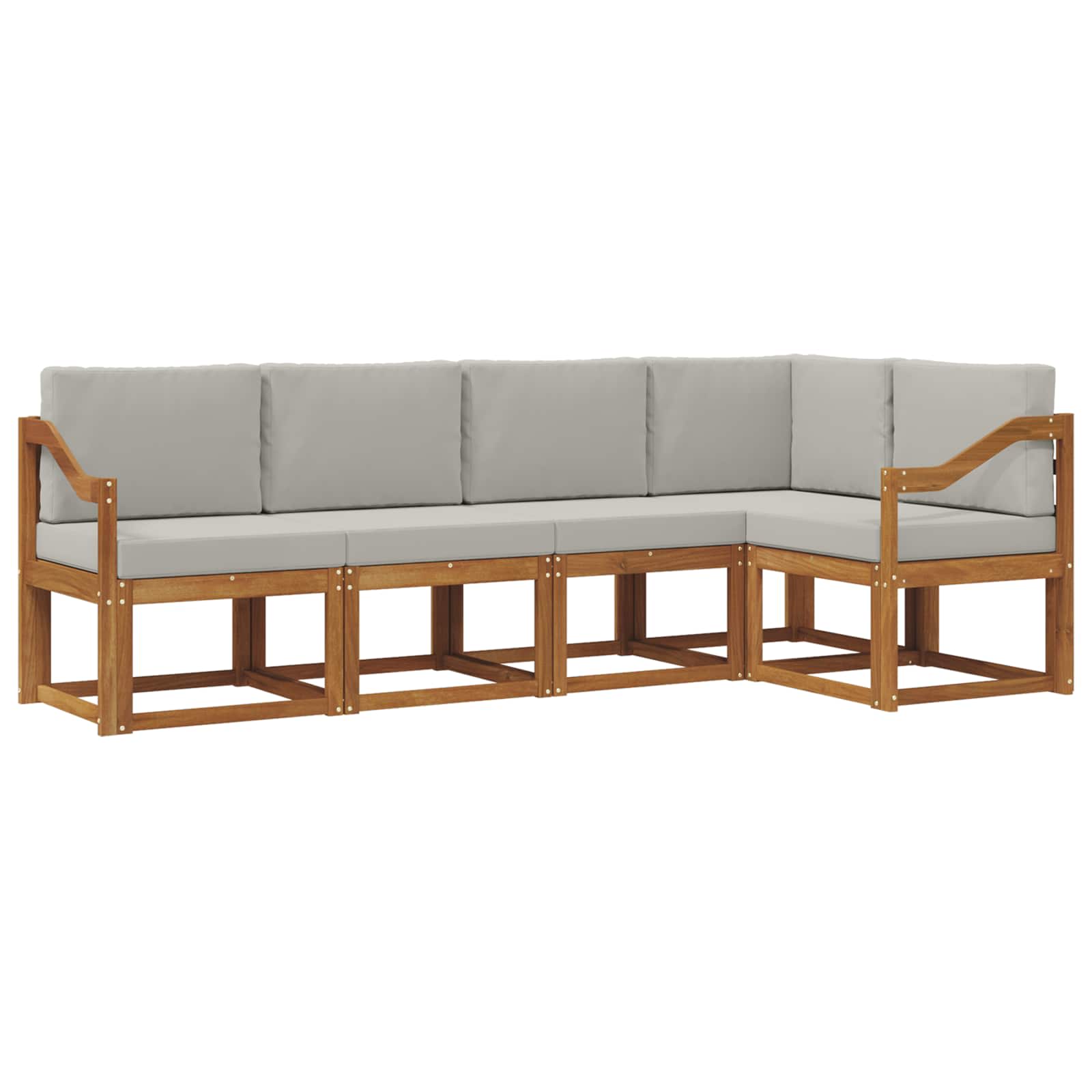 Outdoor-Sofagarnitur mit Kissen 5 pcs Natürlich und Hellgrau