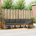 Outdoor-Sofagarnitur mit Kissen 5 pcs Natur und Anthrazit