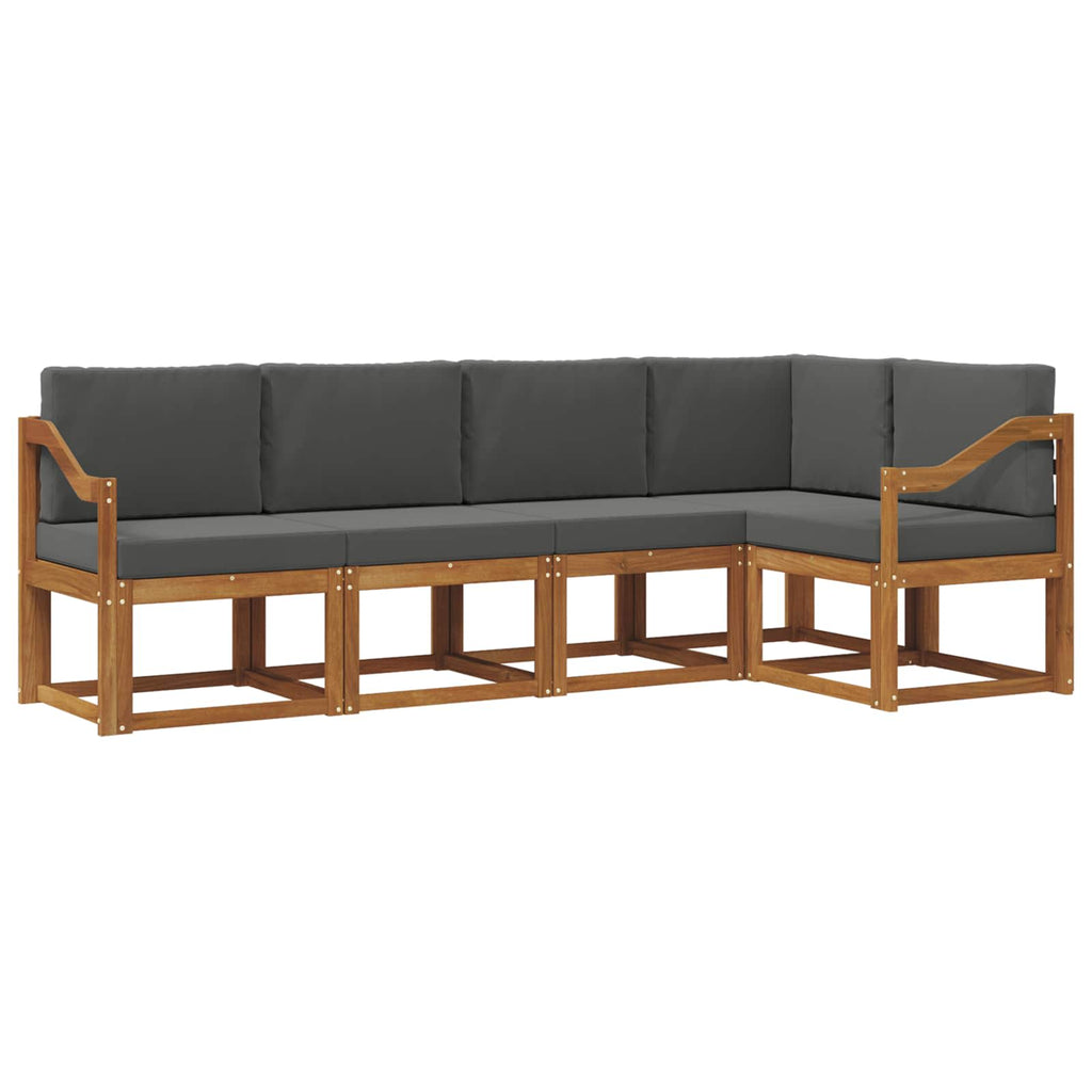 Outdoor-Sofagarnitur mit Kissen 5 pcs Natur und Anthrazit