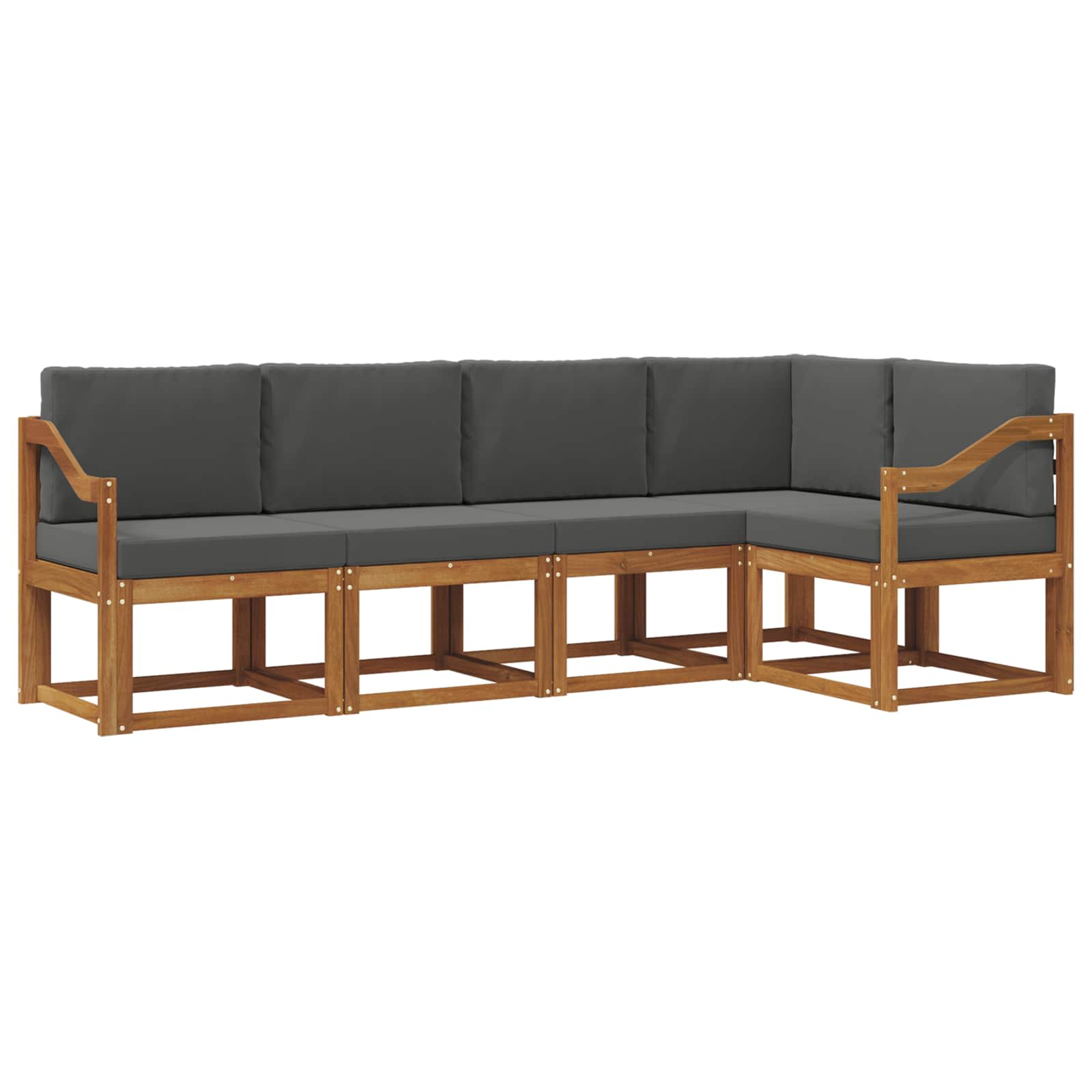 Outdoor-Sofagarnitur mit Kissen 5 pcs Natur und Anthrazit