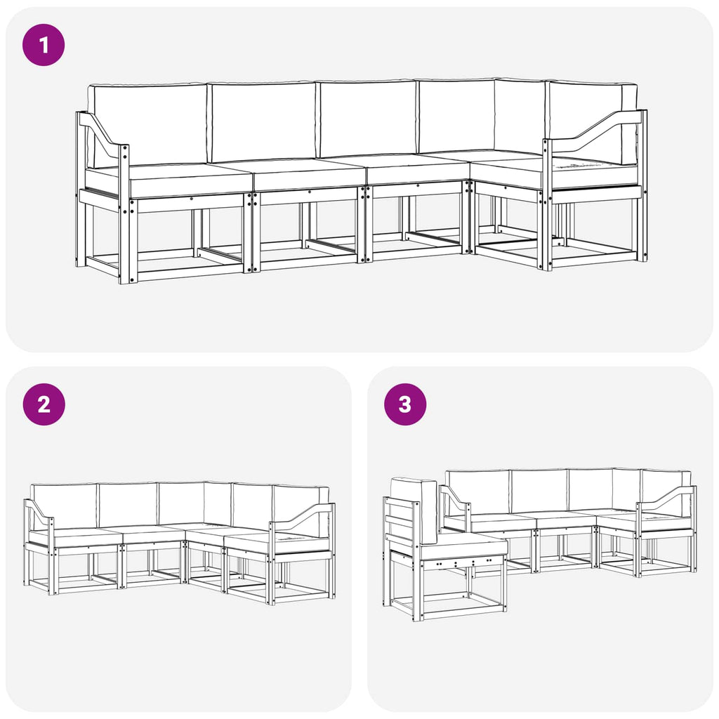 Outdoor-Sofagarnitur mit Kissen 5 pcs Natur und Anthrazit