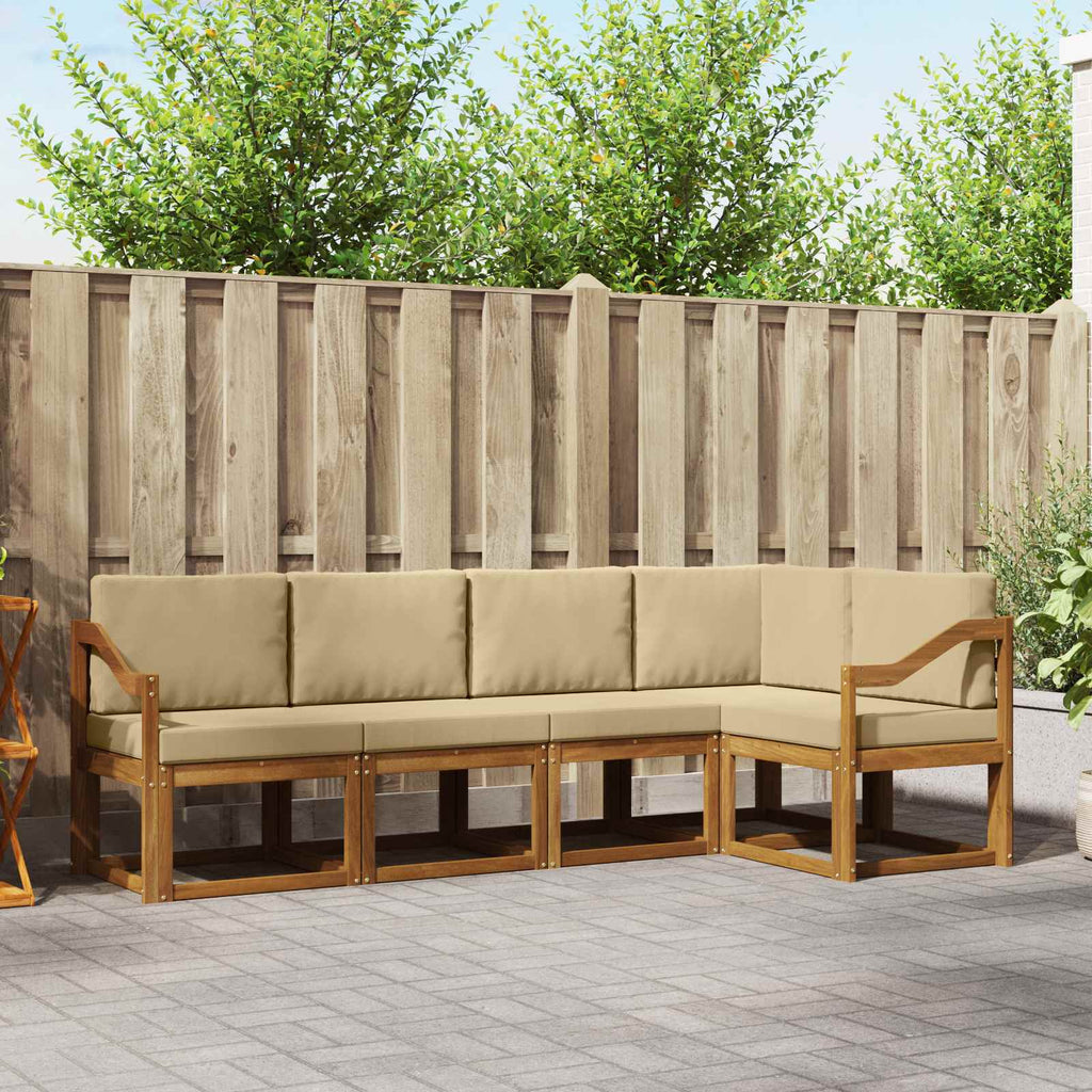 Outdoor-Sofagarnitur mit Kissen 5 pcs Natur und Beige