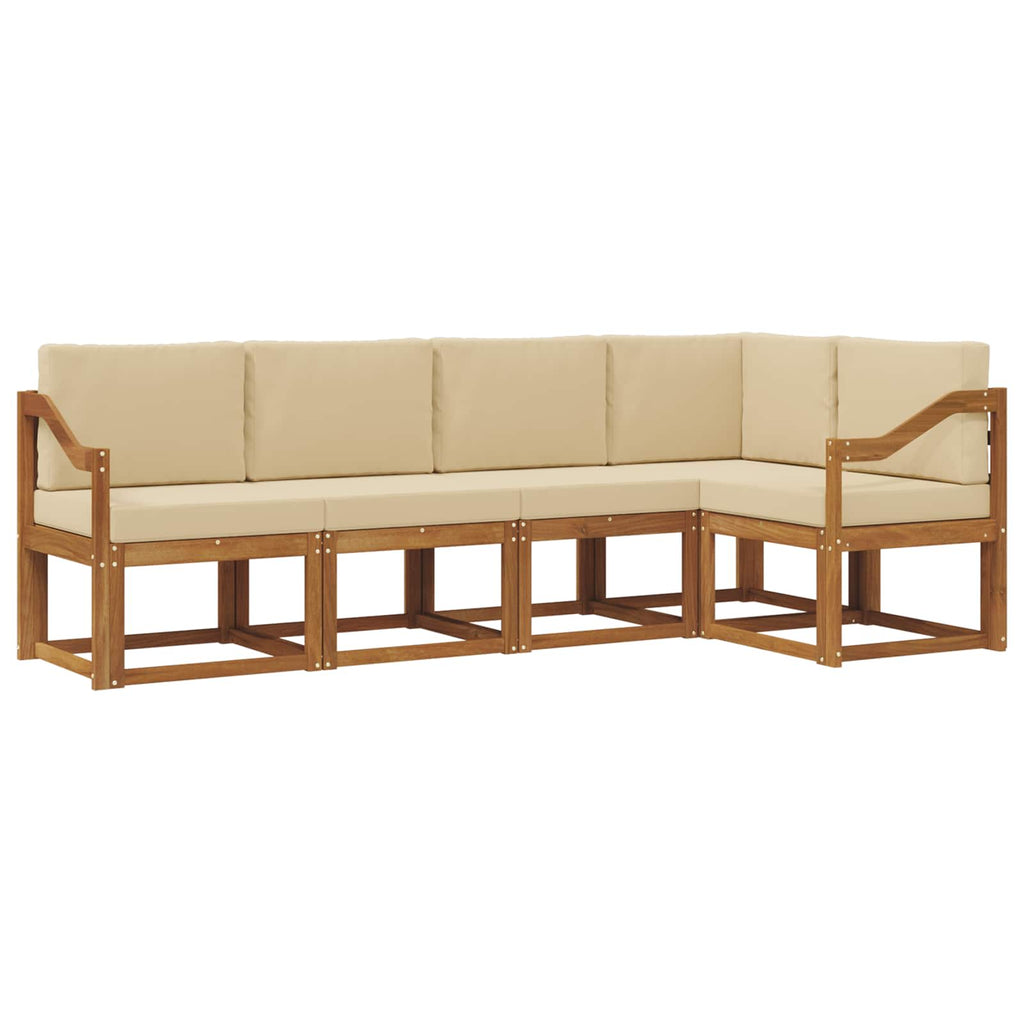 Outdoor-Sofagarnitur mit Kissen 5 pcs Natur und Beige