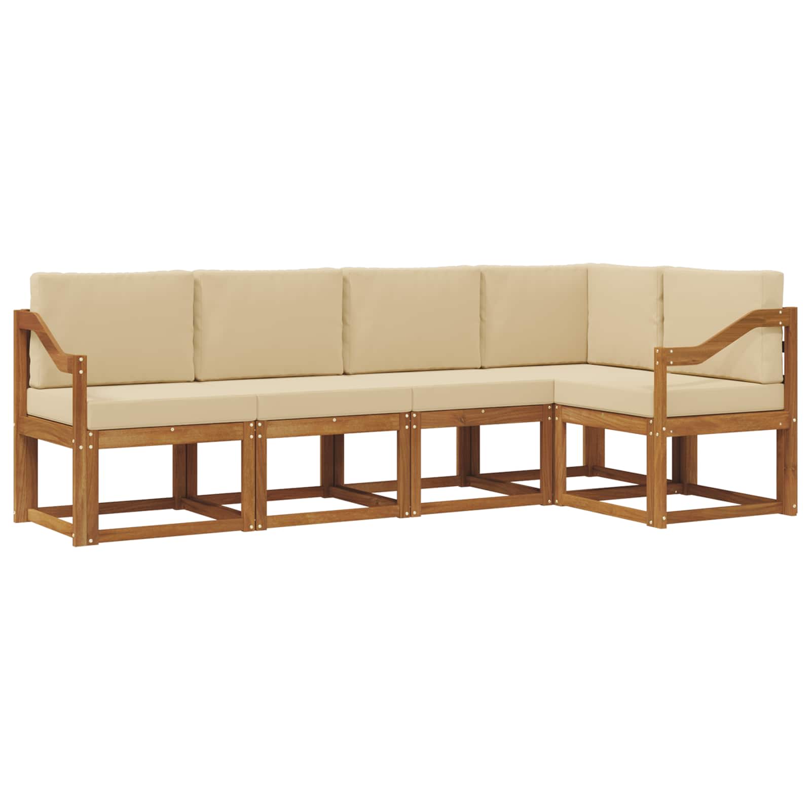Outdoor-Sofagarnitur mit Kissen 5 pcs Natur und Beige