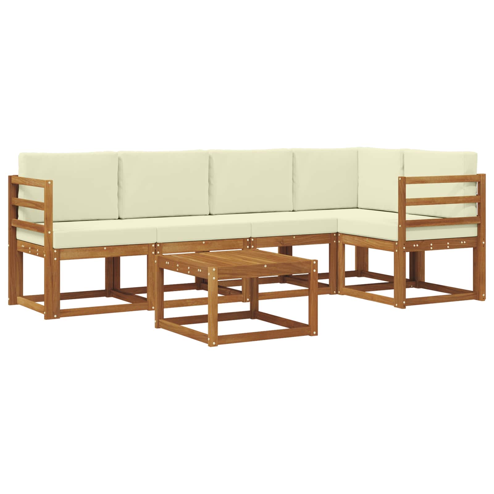 Outdoor-Sofagarnitur mit Kissen 6 pcs Natur und Creme