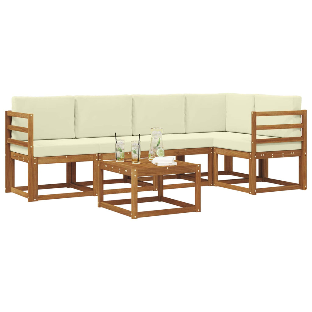 Outdoor-Sofagarnitur mit Kissen 6 pcs Natur und Creme