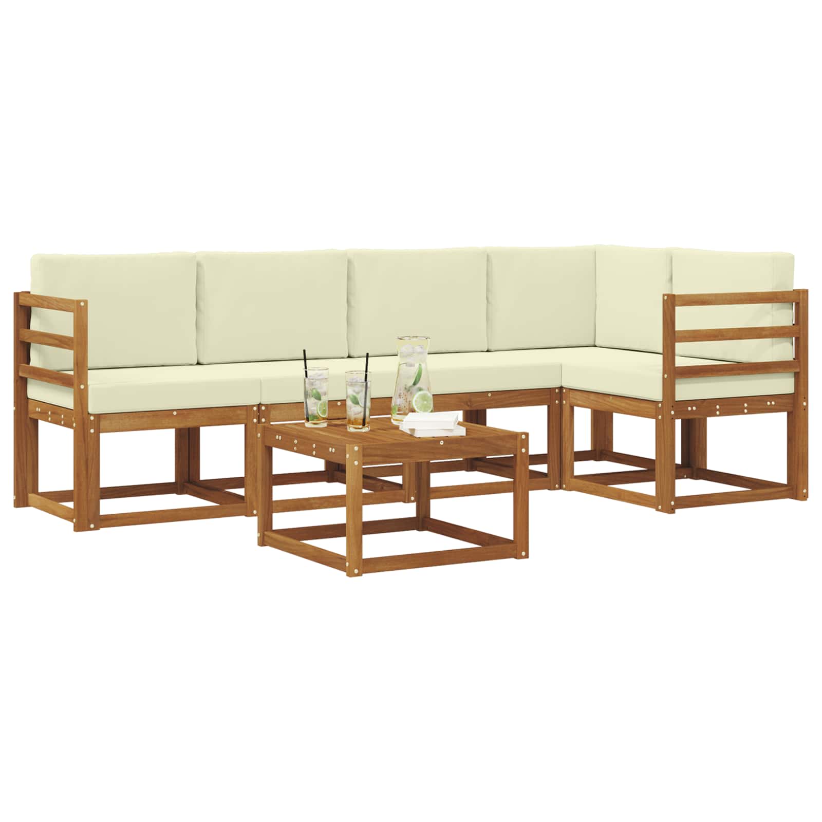 Outdoor-Sofagarnitur mit Kissen 6 pcs Natur und Creme