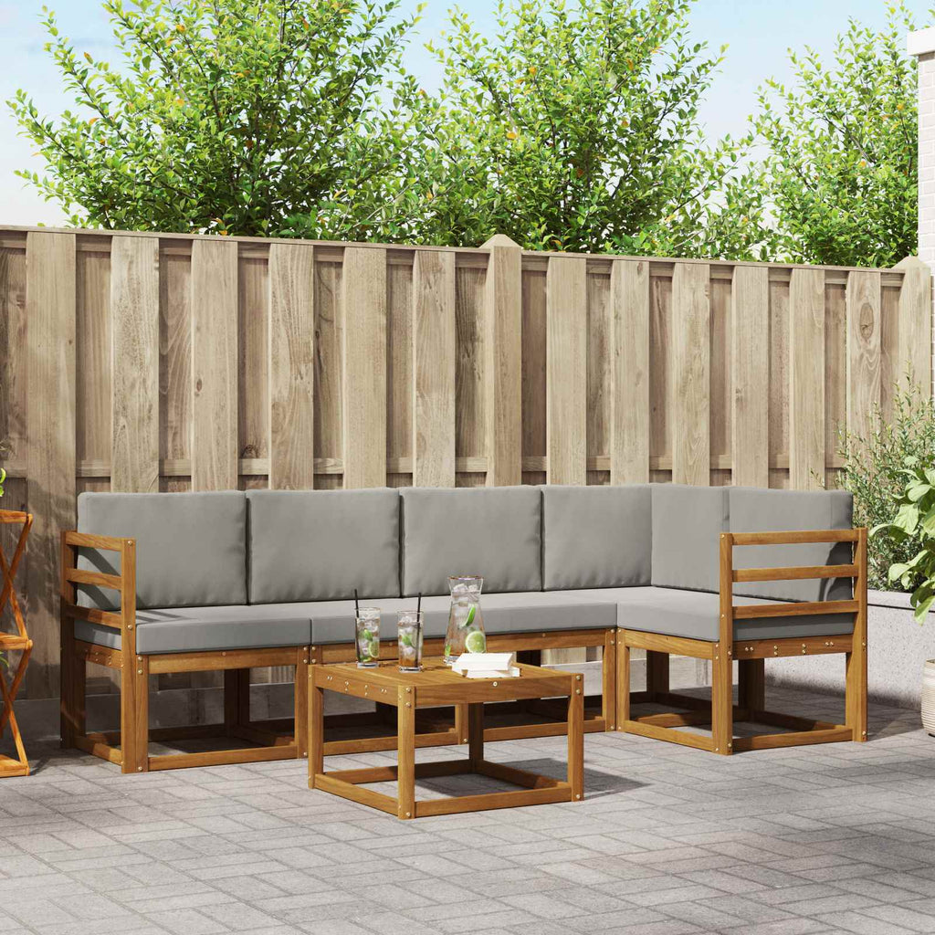 Outdoor-Sofagarnitur mit Kissen 6 pcs Natürlich und Hellgrau