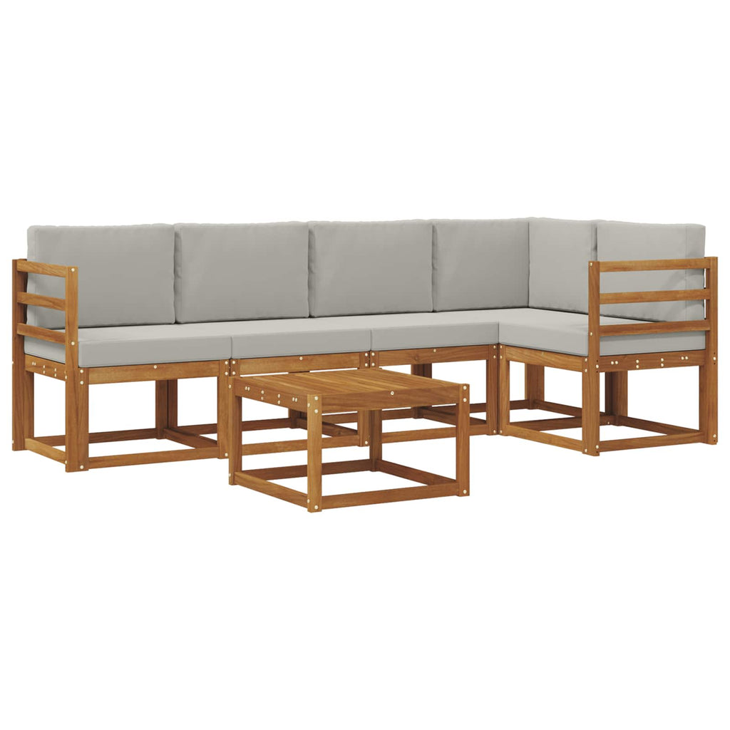 Outdoor-Sofagarnitur mit Kissen 6 pcs Natürlich und Hellgrau
