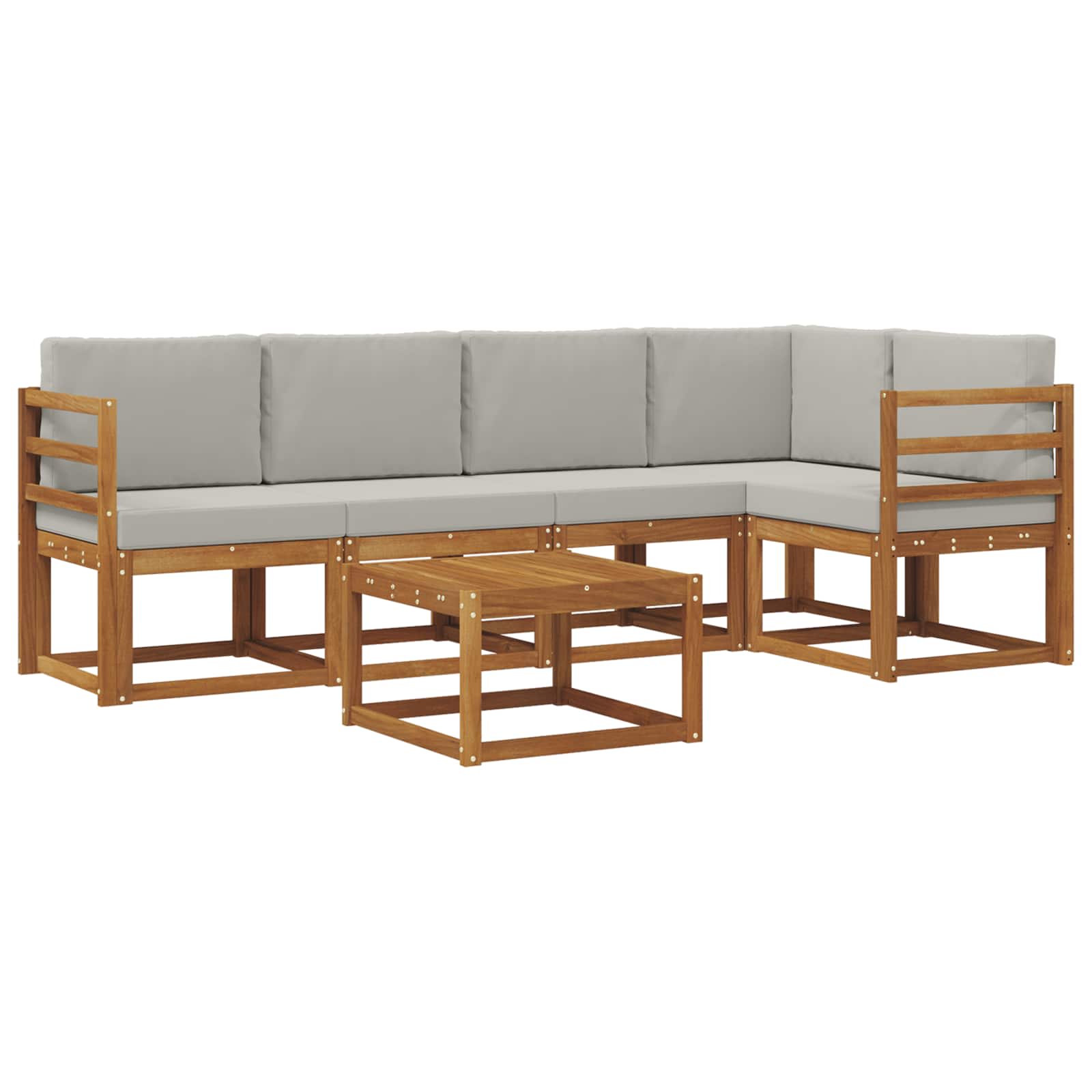 Outdoor-Sofagarnitur mit Kissen 6 pcs Natürlich und Hellgrau
