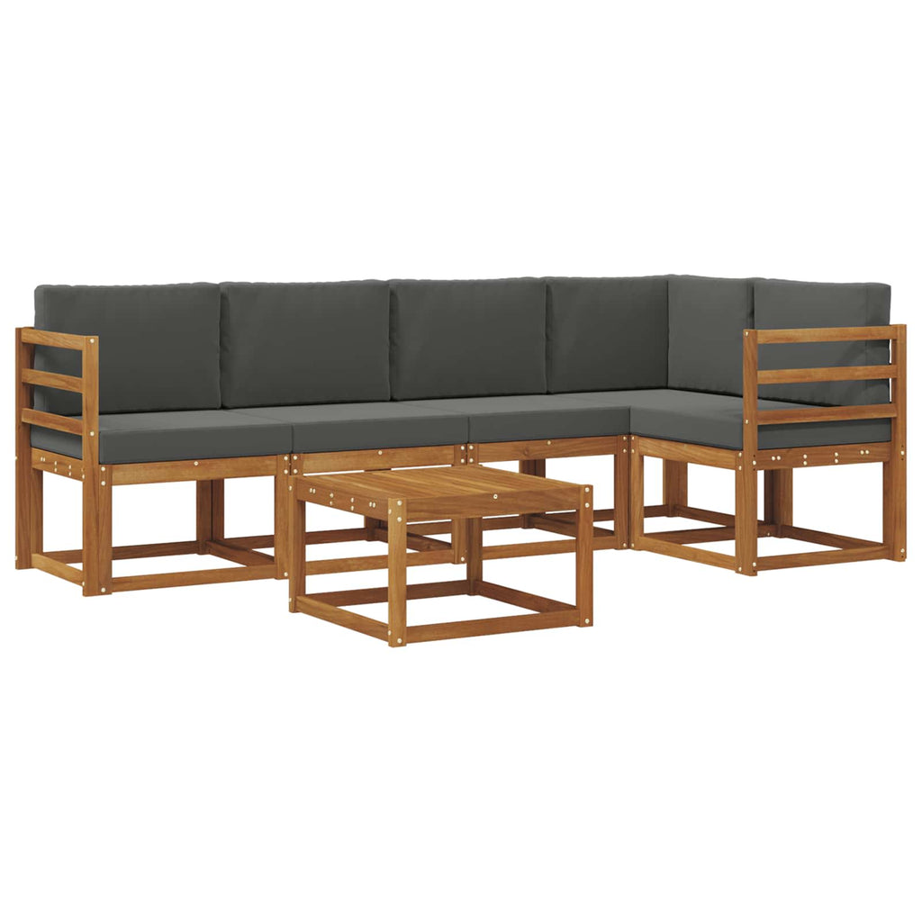 Outdoor-Sofagarnitur mit Kissen 6 pcs Natur und Anthrazit
