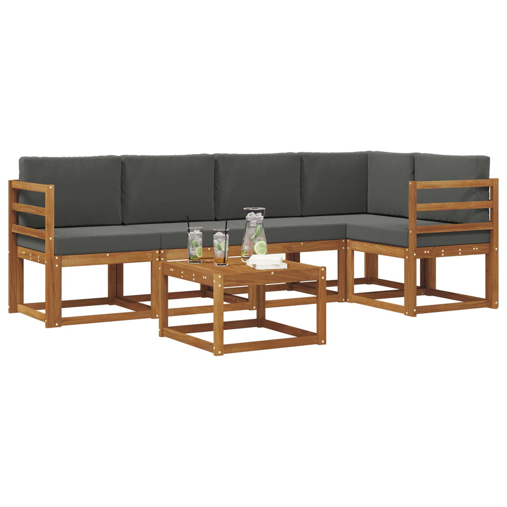 Outdoor-Sofagarnitur mit Kissen 6 pcs Natur und Anthrazit