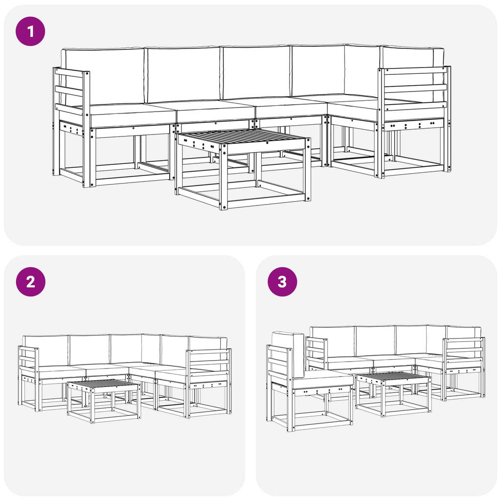 Outdoor-Sofagarnitur mit Kissen 6 pcs Natur und Anthrazit