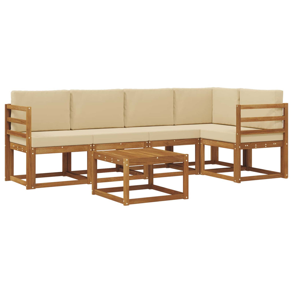 Outdoor-Sofagarnitur mit Kissen 6 pcs Natur und Beige
