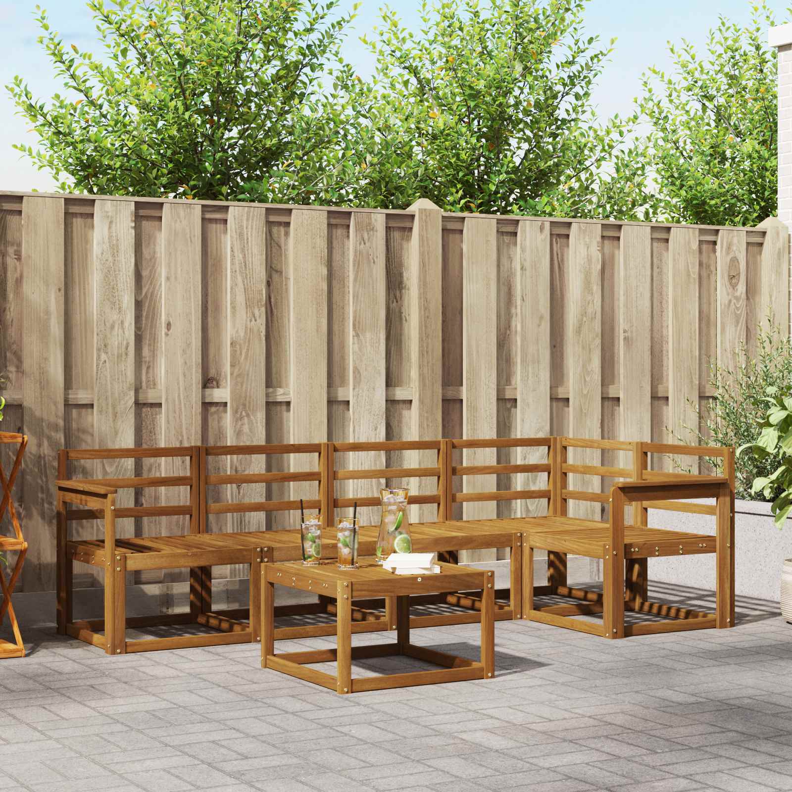 Outdoor-Sofagarnitur 6 pcs Natur Massivholz Akazie