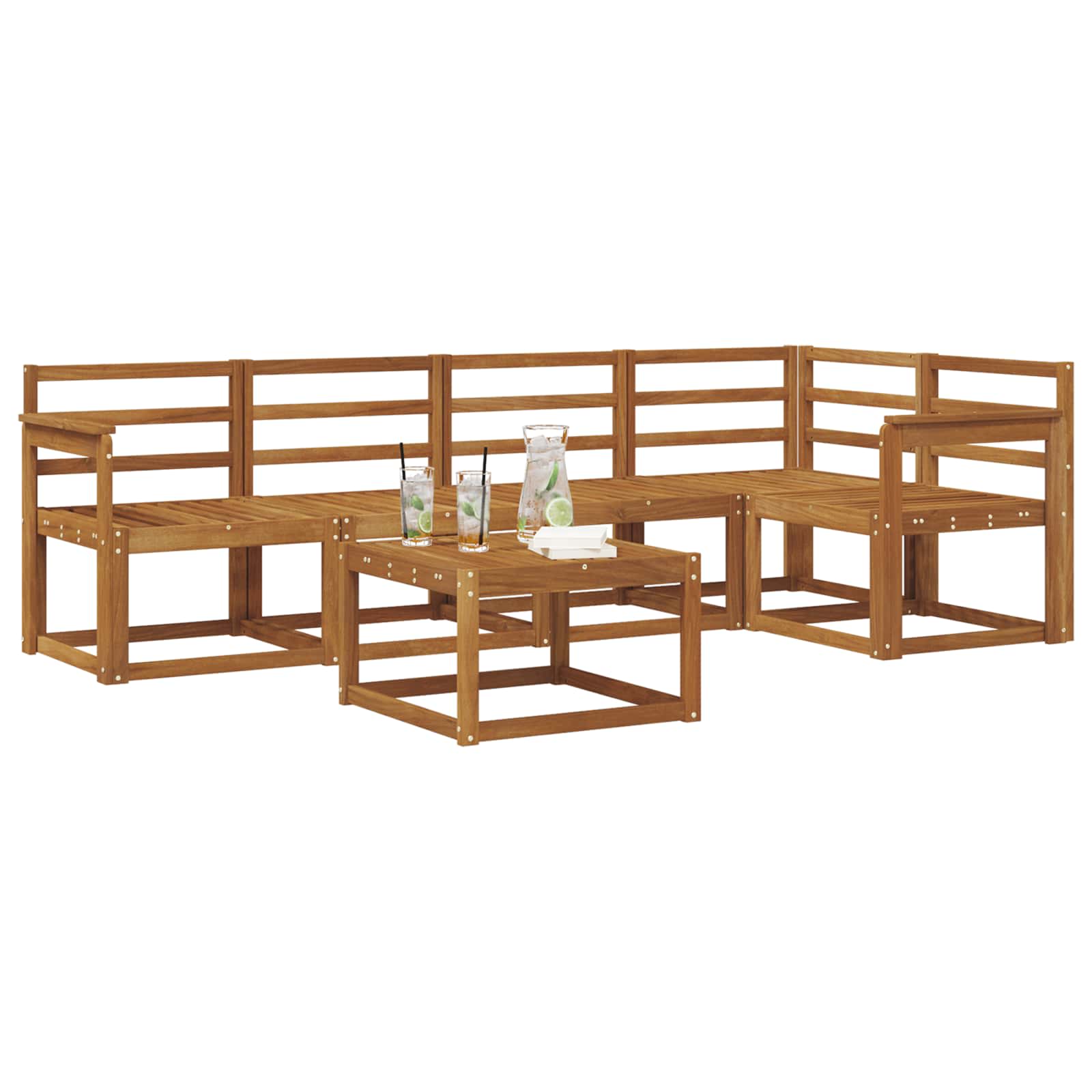 Outdoor-Sofagarnitur 6 pcs Natur Massivholz Akazie