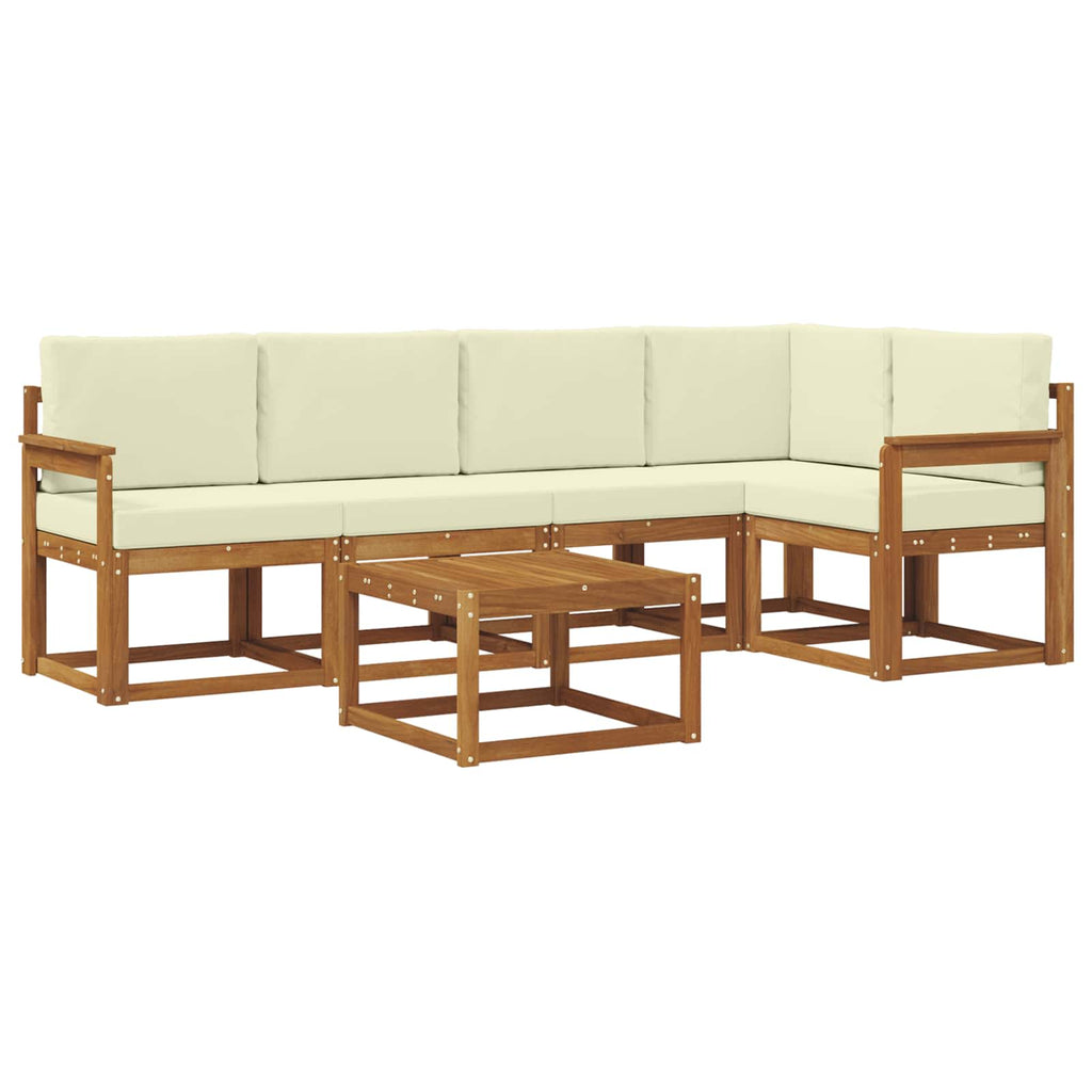 Outdoor-Sofagarnitur mit Kissen 6 pcs Natur und Creme