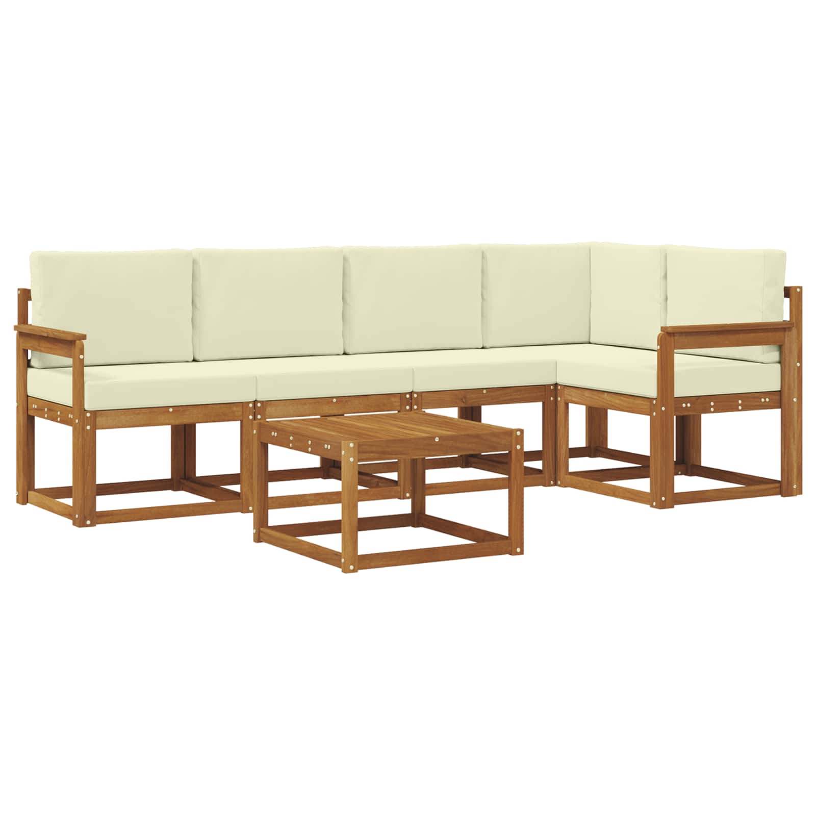 Outdoor-Sofagarnitur mit Kissen 6 pcs Natur und Creme