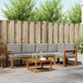 Outdoor-Sofagarnitur mit Kissen 6 pcs Natürlich und Hellgrau