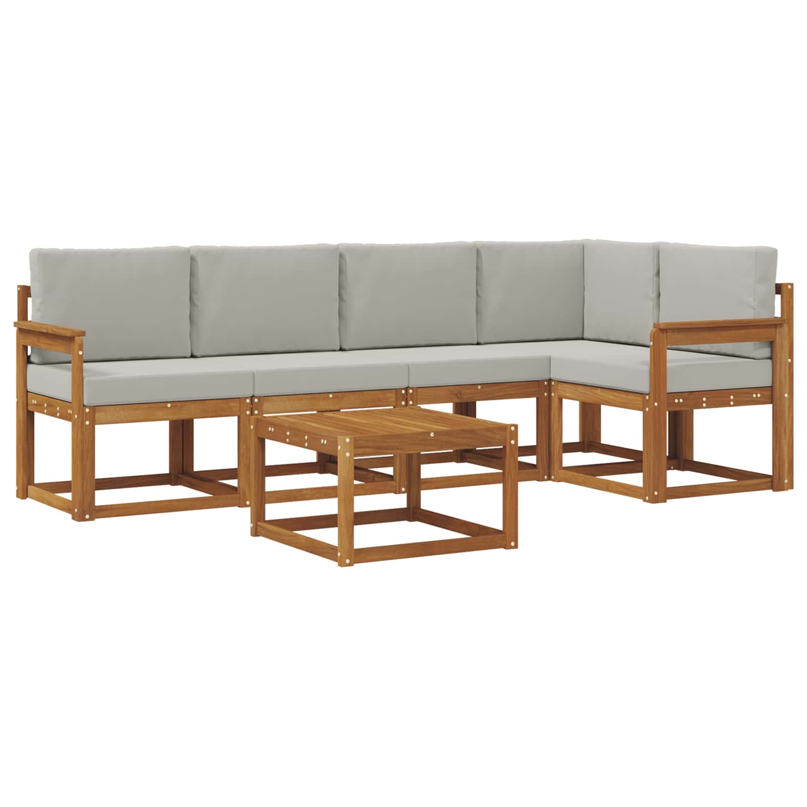 Outdoor-Sofagarnitur mit Kissen 6 pcs Natürlich und Hellgrau