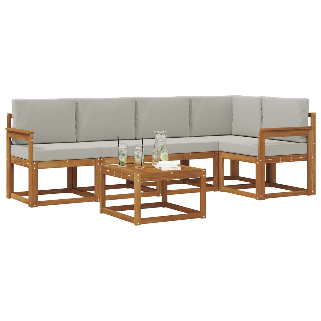 Outdoor-Sofagarnitur mit Kissen 6 pcs Natürlich und Hellgrau