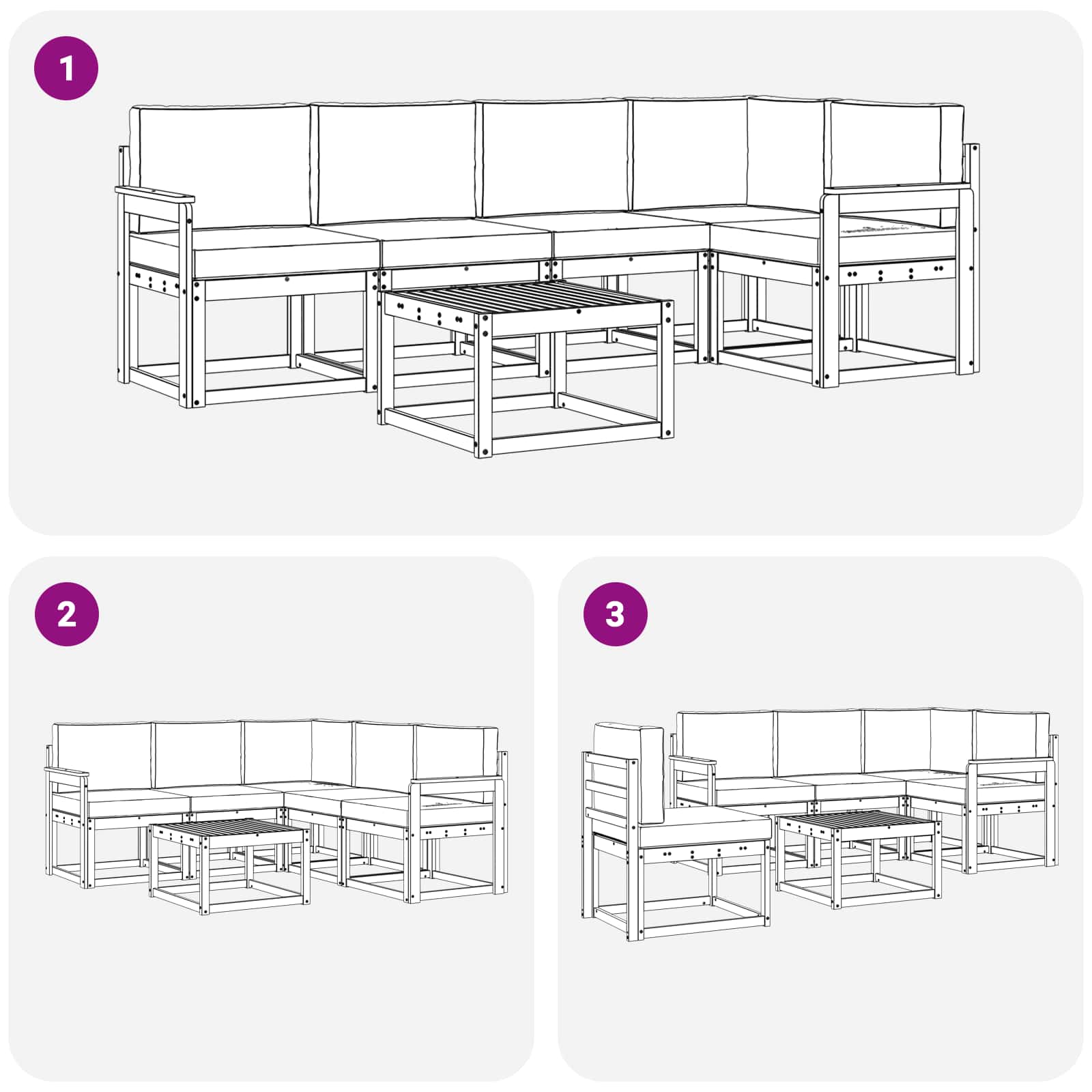 Outdoor-Sofagarnitur mit Kissen 6 pcs Natürlich und Hellgrau