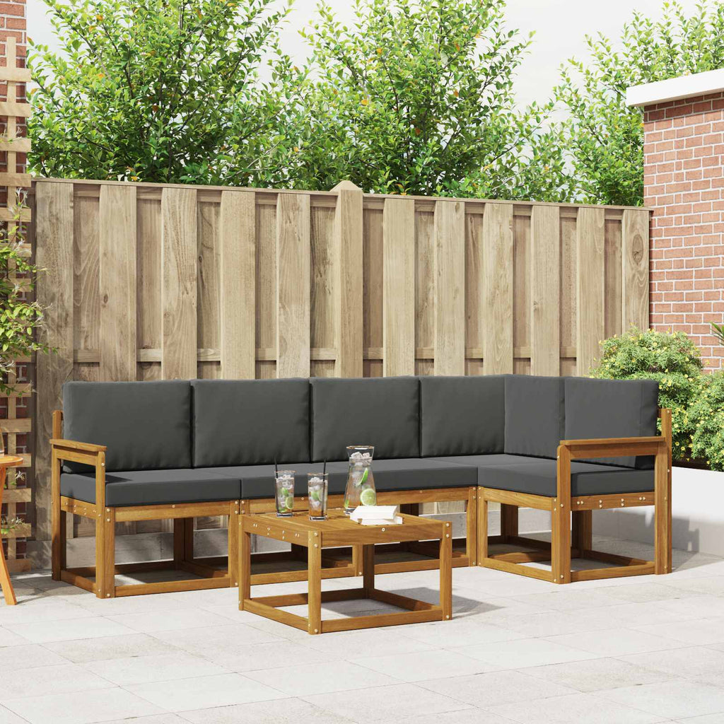 Outdoor-Sofagarnitur mit Kissen 6 pcs Natur und Anthrazit