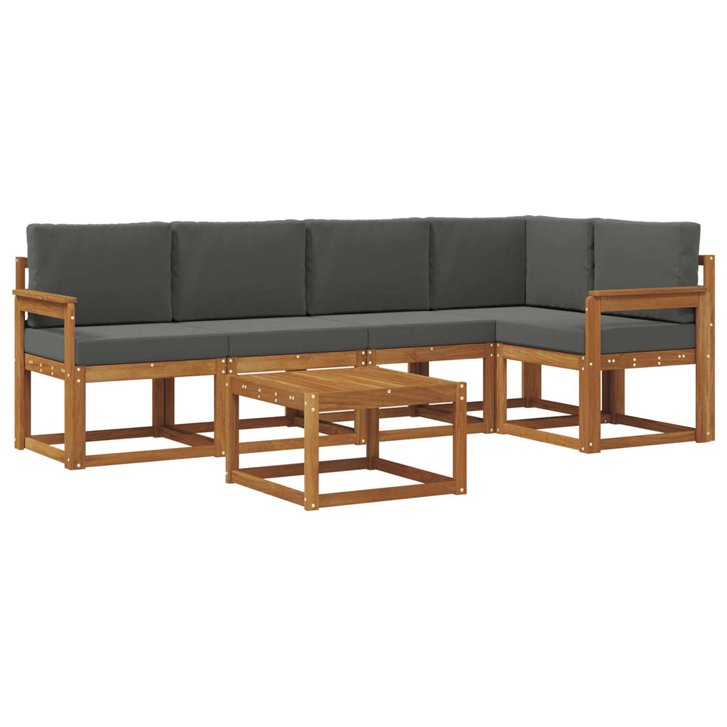 Outdoor-Sofagarnitur mit Kissen 6 pcs Natur und Anthrazit