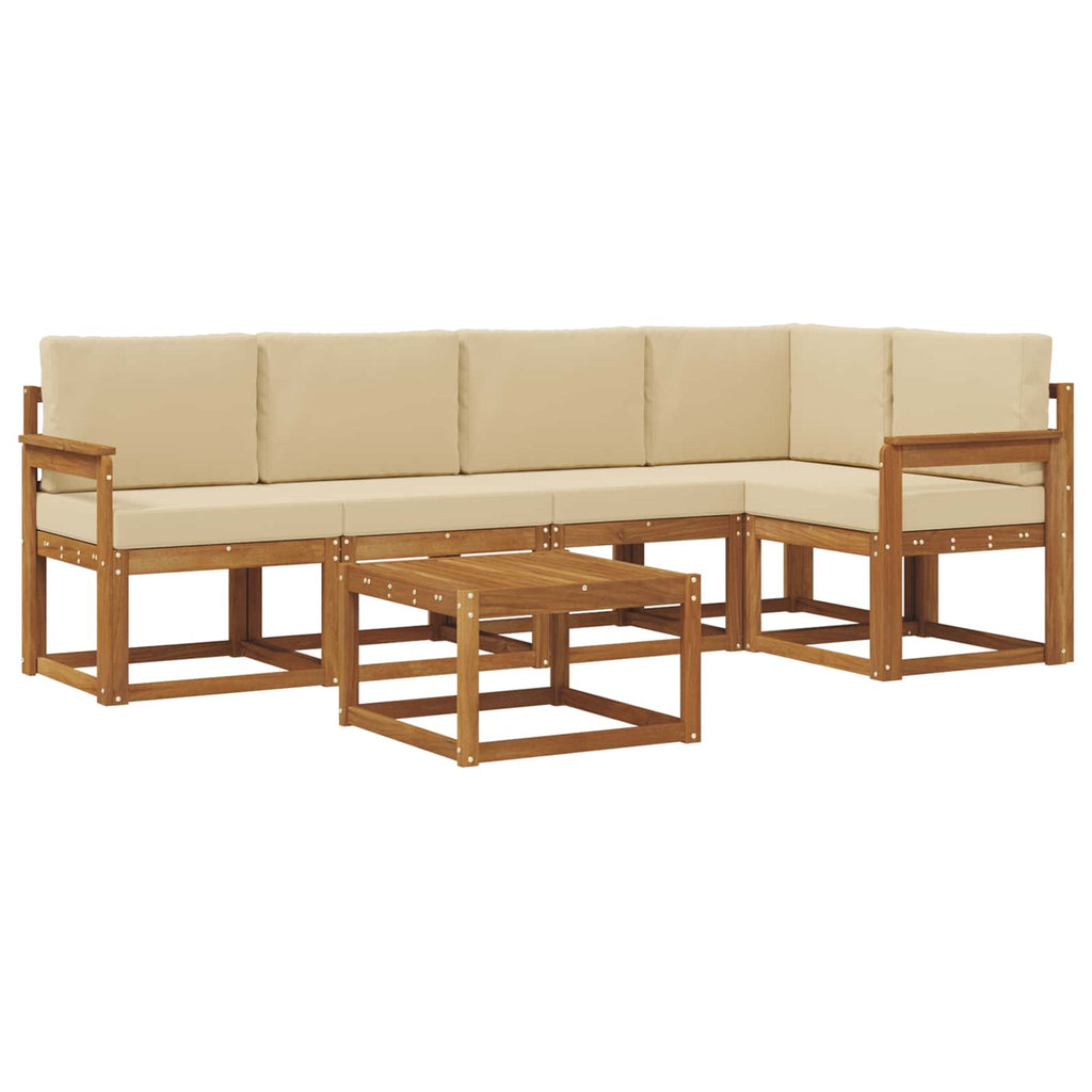 Outdoor-Sofagarnitur mit Kissen 6 pcs Natur und Beige