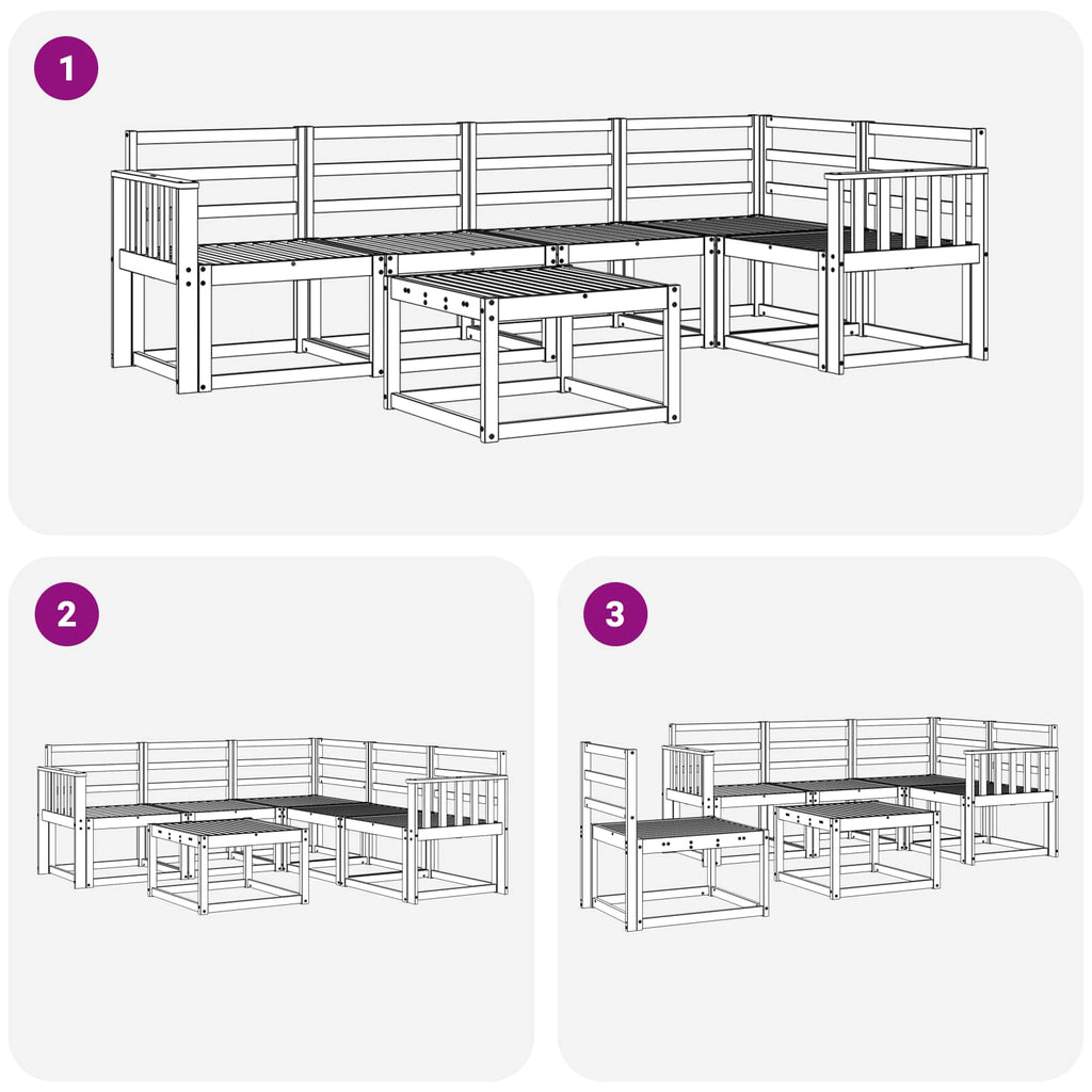 Outdoor-Sofagarnitur 6 pcs Natur Massivholz Akazie