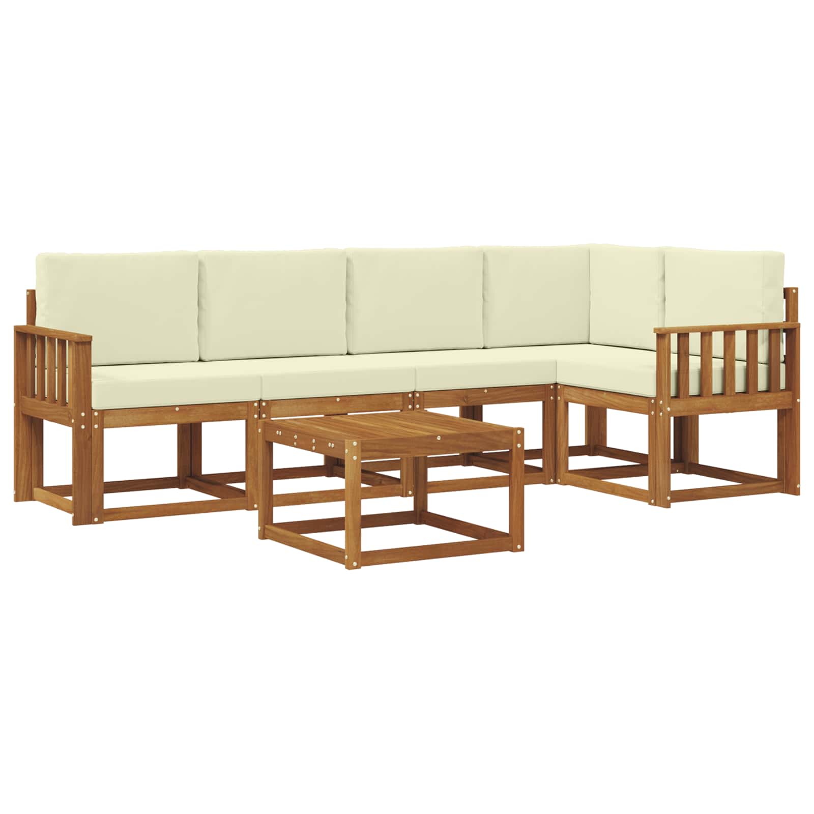 Outdoor-Sofagarnitur mit Kissen 6 pcs Natur und Creme