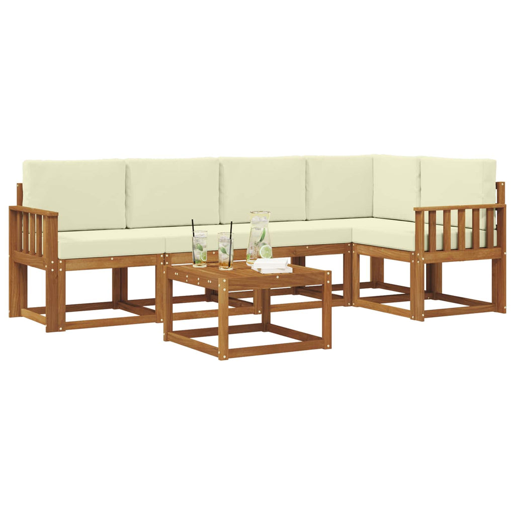 Outdoor-Sofagarnitur mit Kissen 6 pcs Natur und Creme