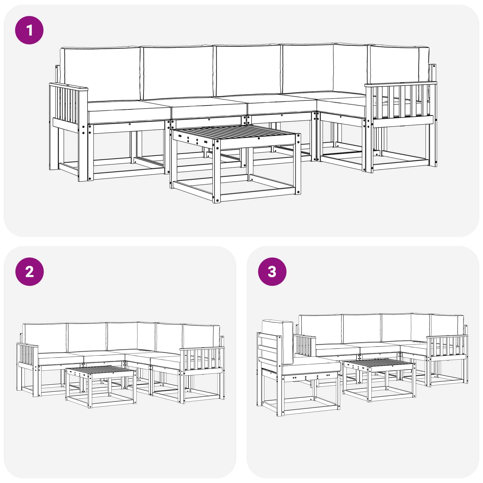 Outdoor-Sofagarnitur mit Kissen 6 pcs Natur und Creme