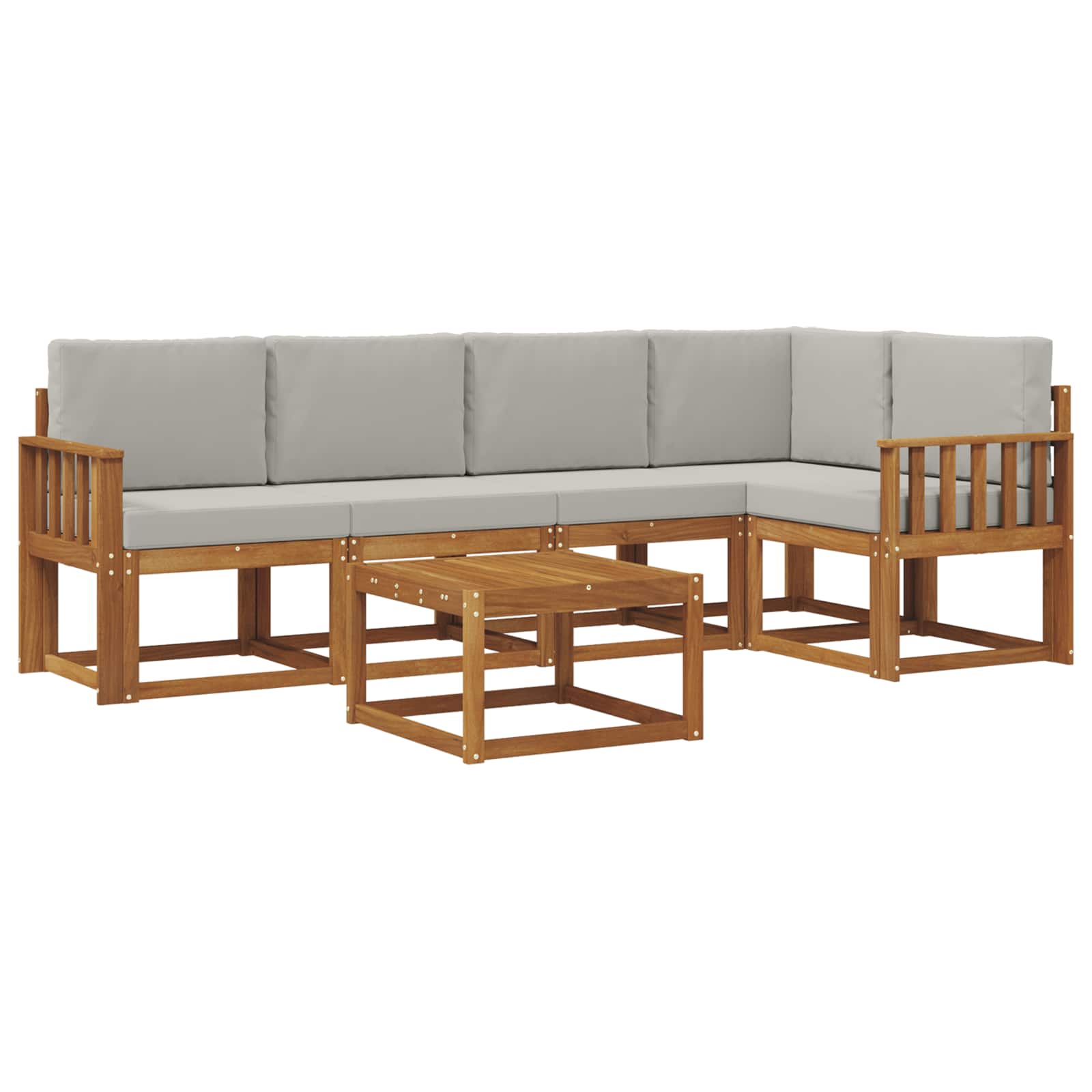 Outdoor-Sofagarnitur mit Kissen 6 pcs Natürlich und Hellgrau